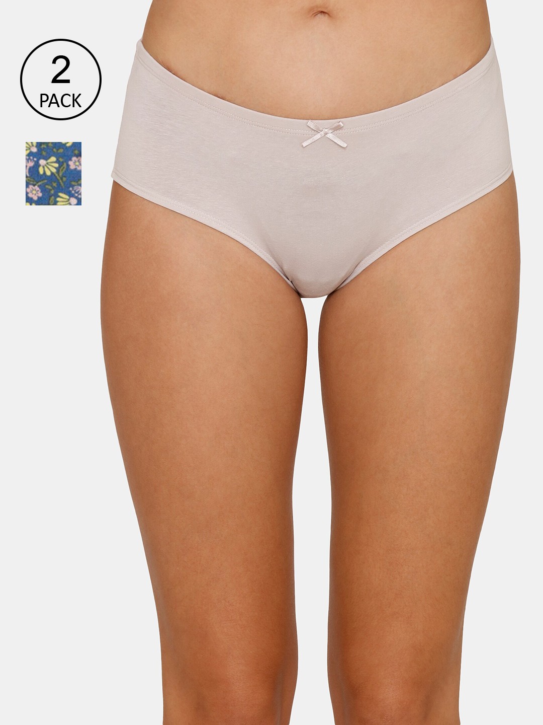 

Zivame Women Pack of 2 Pure Cotton Hipster Briefs, Blue