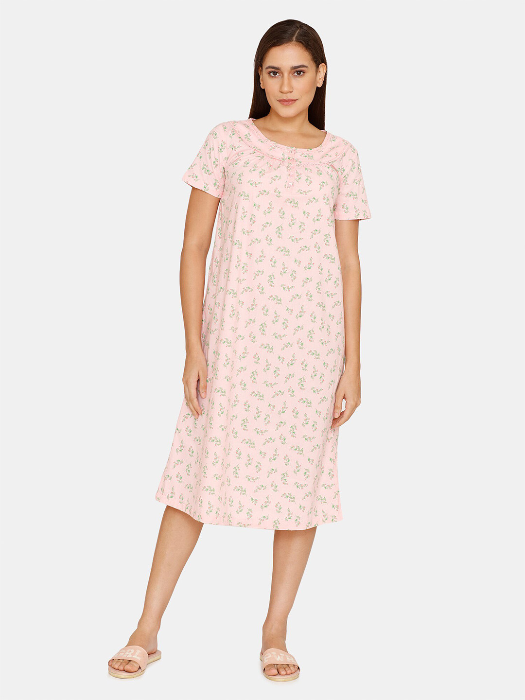 

Zivame Pink Printed Nightdress