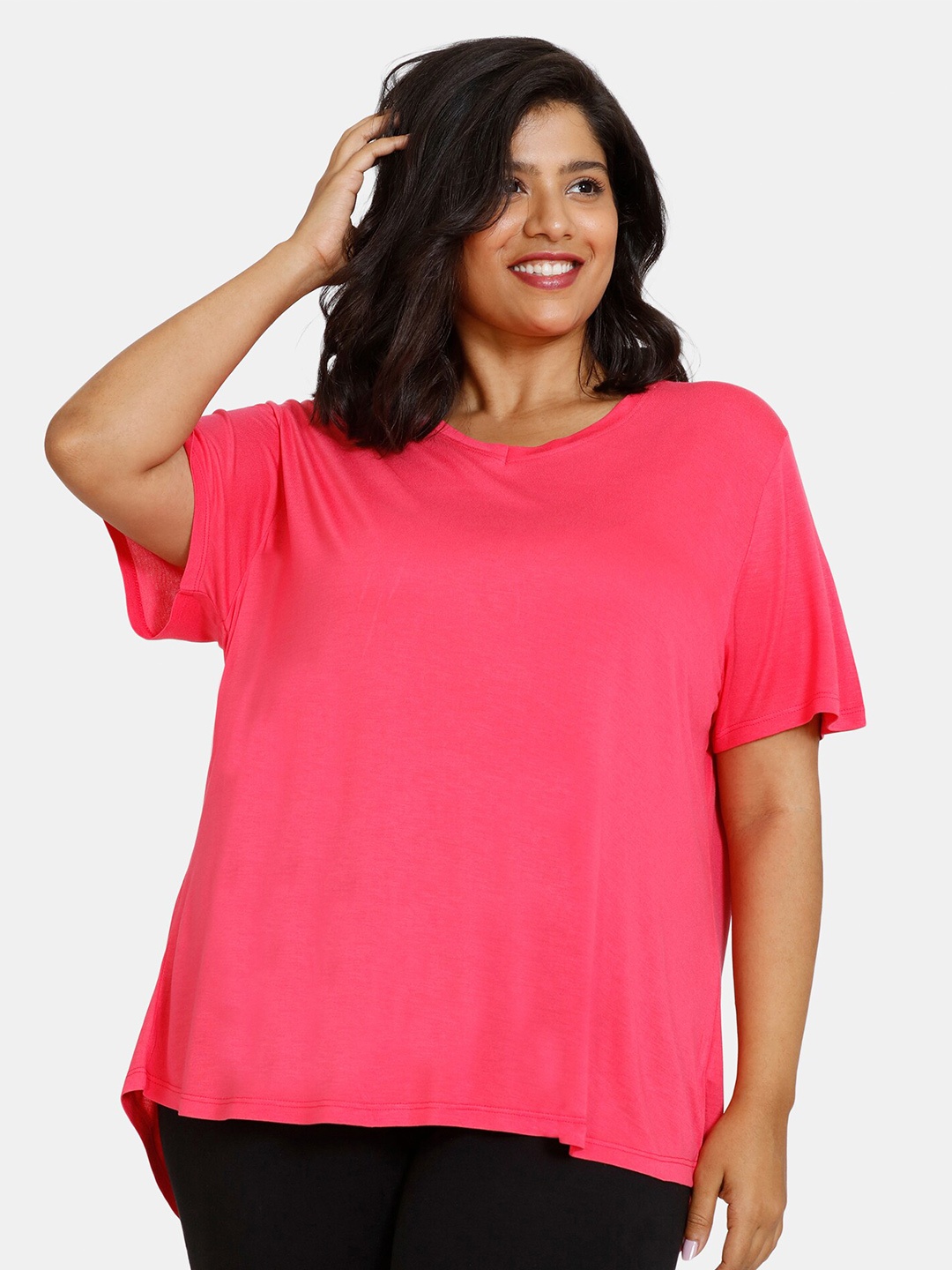 

Zivame Pink Boxy Plus Size Top