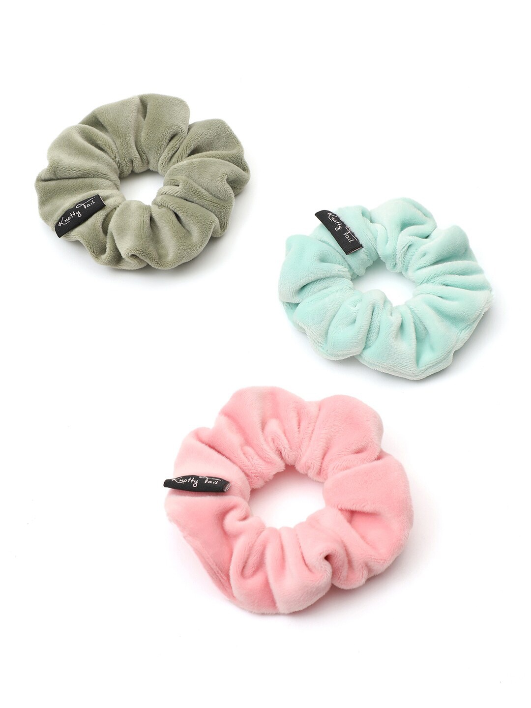 

Knotty Tail Women Green & Peach-Coloured Set of 3 Ponytail Holders