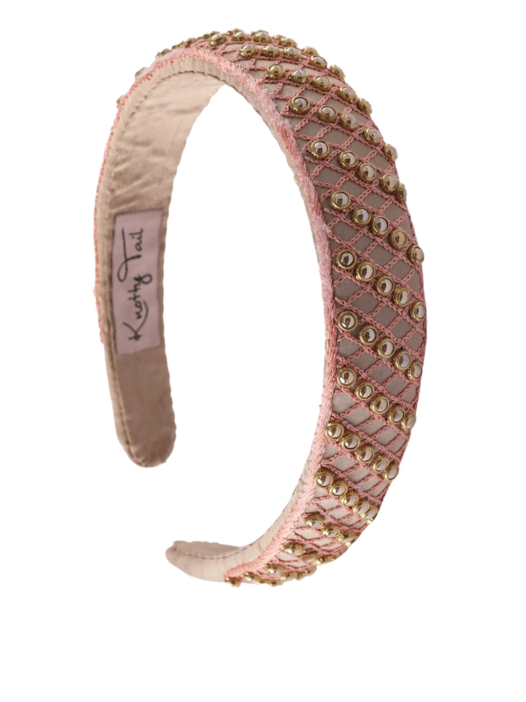 

Knotty Tail Women Beige Embroidered Bandana Headband