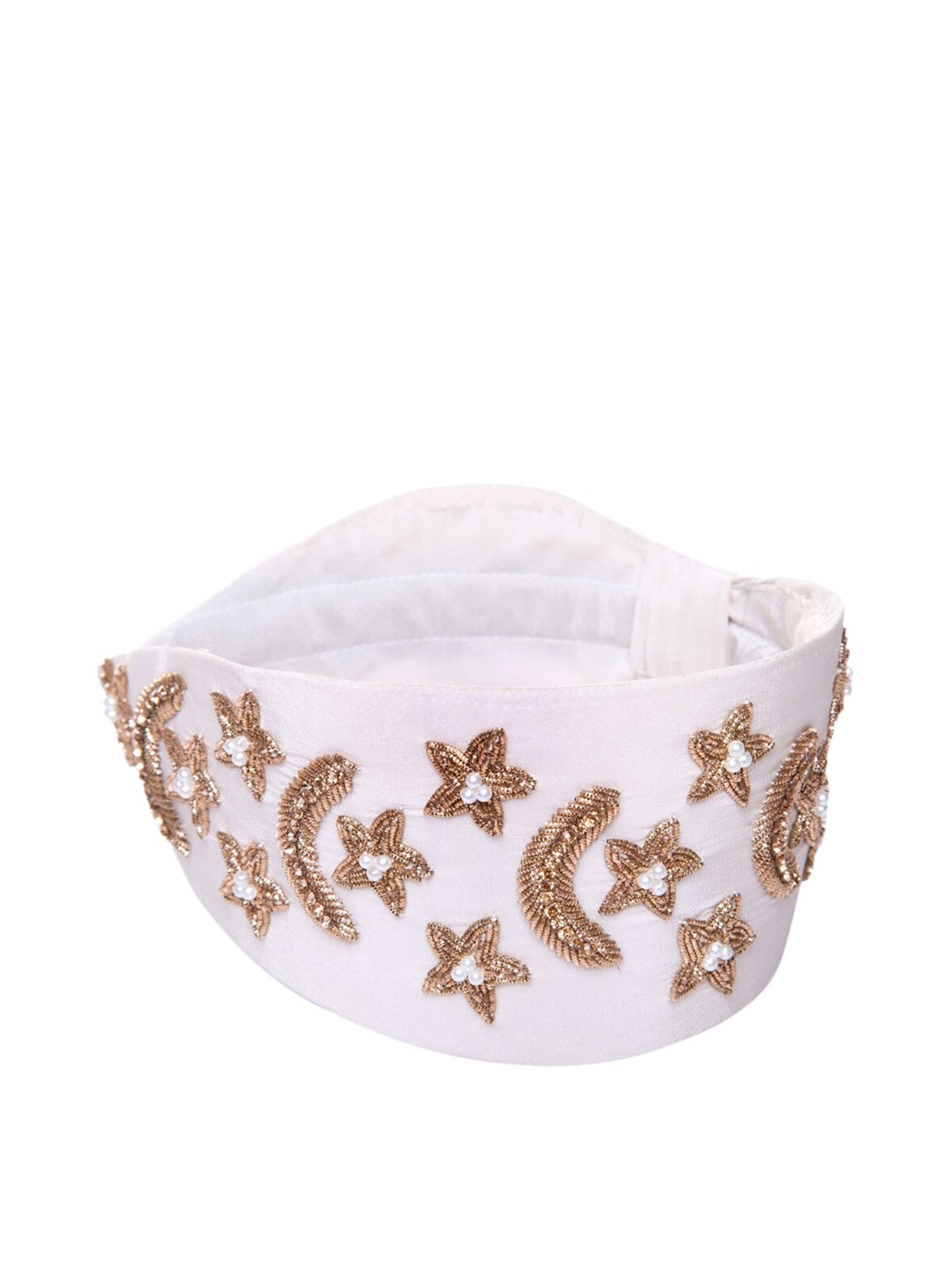 

Knotty Tail Women White & Gold-Toned Embellished Hairband