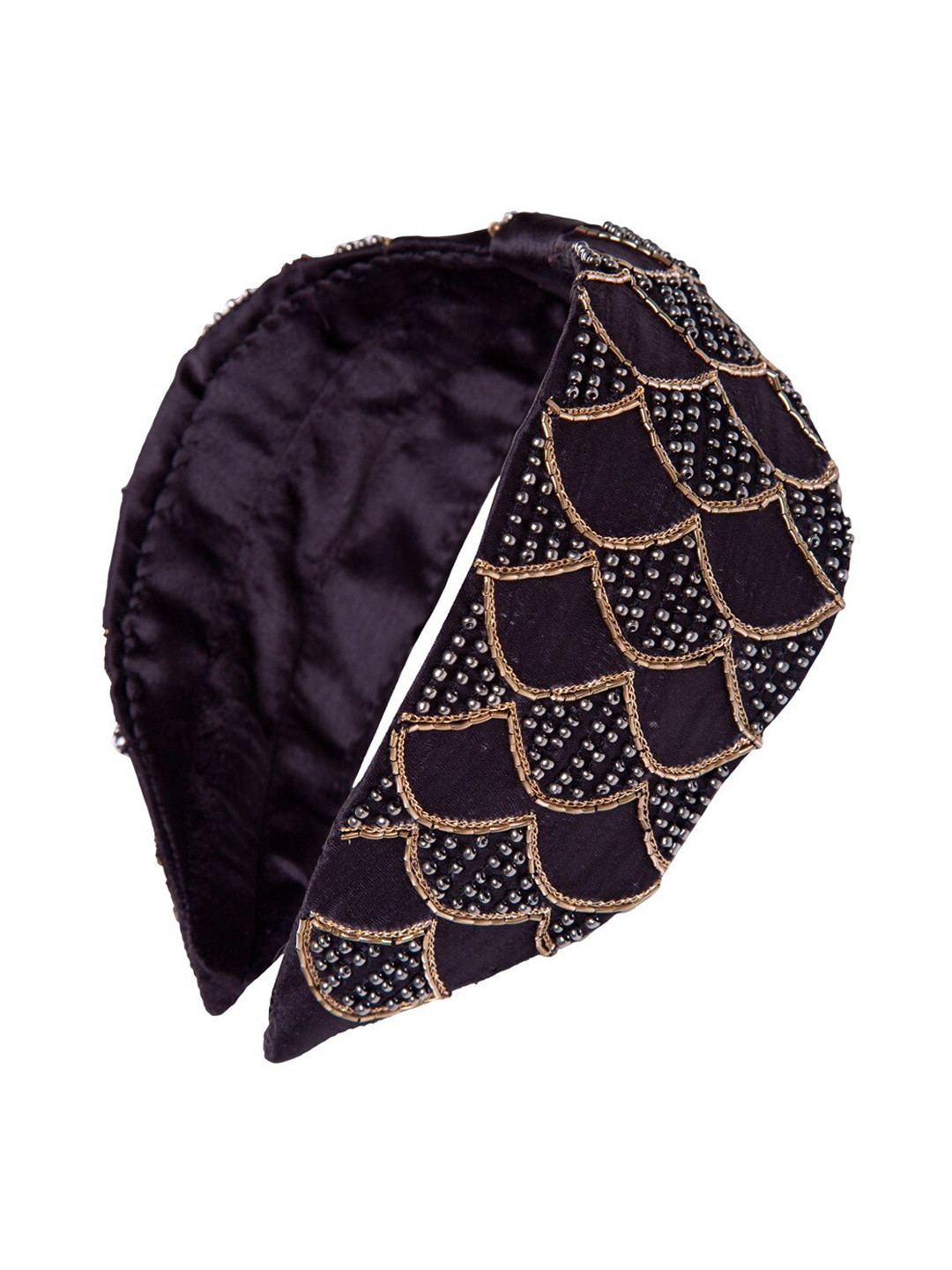 

Knotty Tail Women Black Embroidered Bandana Headband