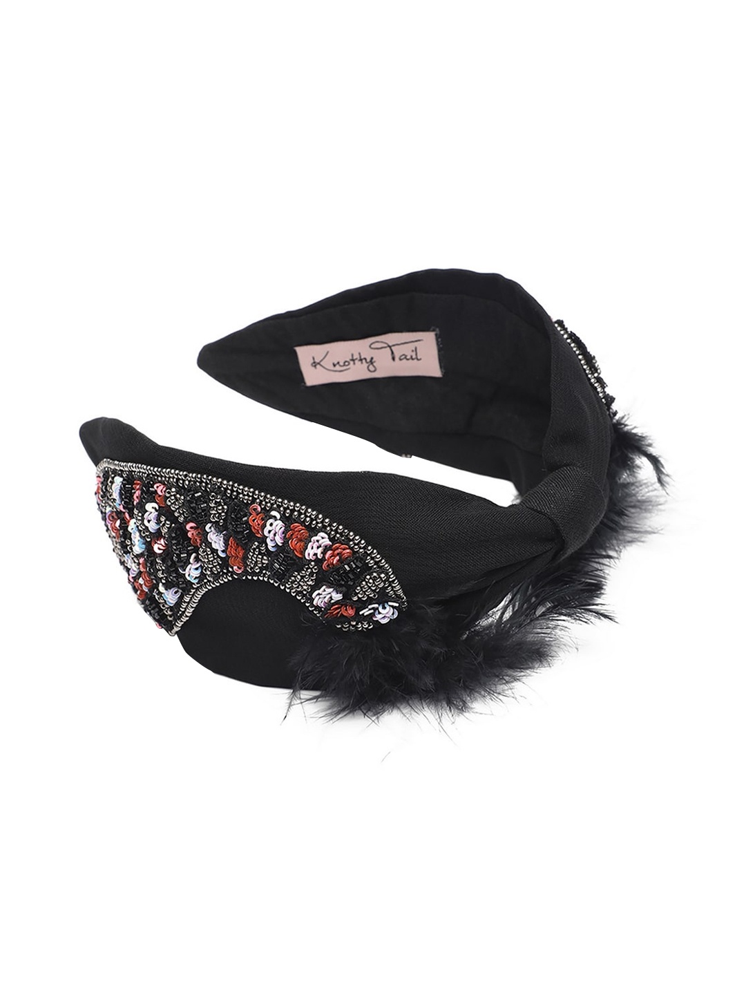 

Knotty Tail Women Black & Red Embroidered Headband