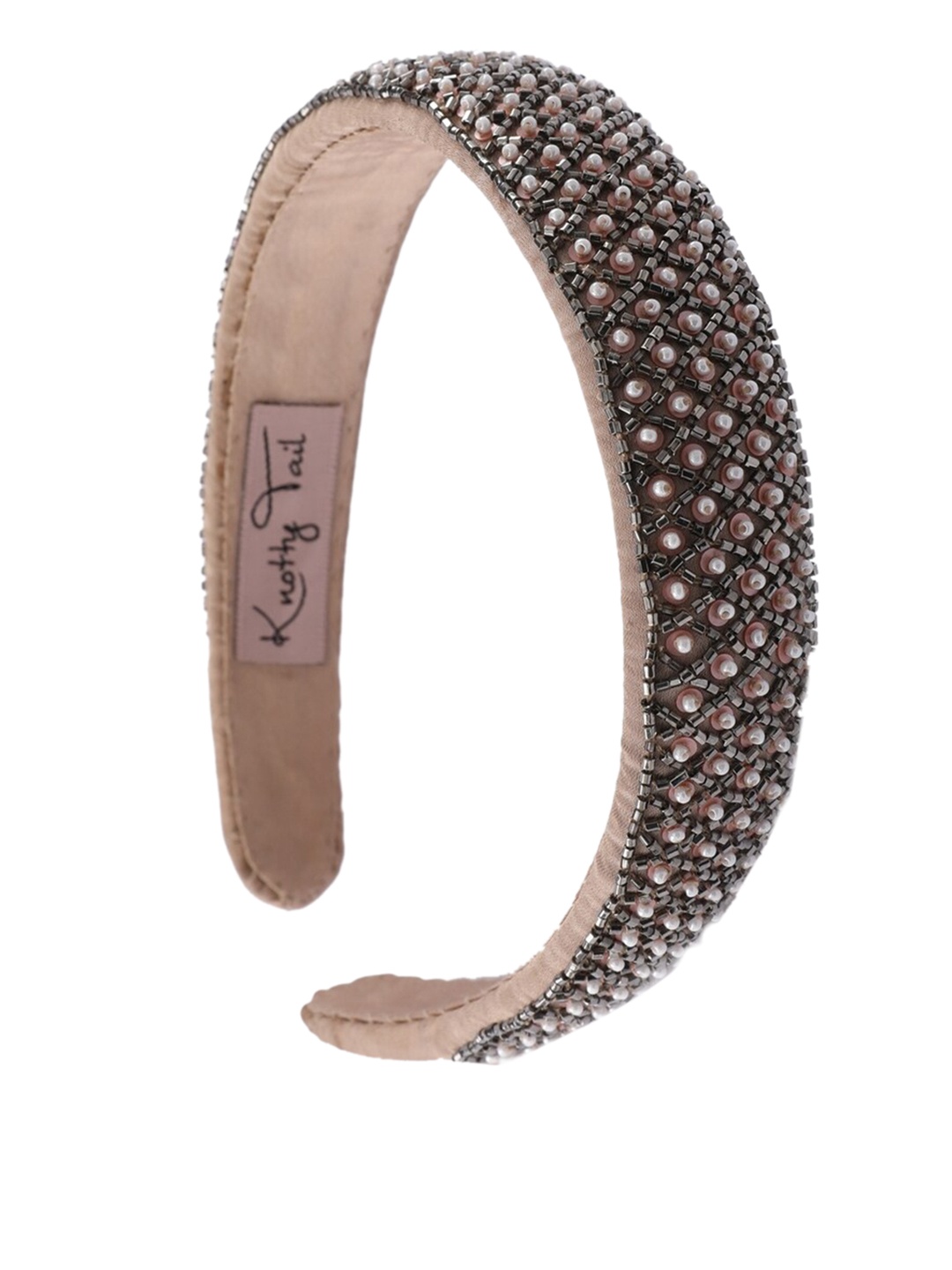 

Knotty Tail Women Beige & Black Embellished Hairband