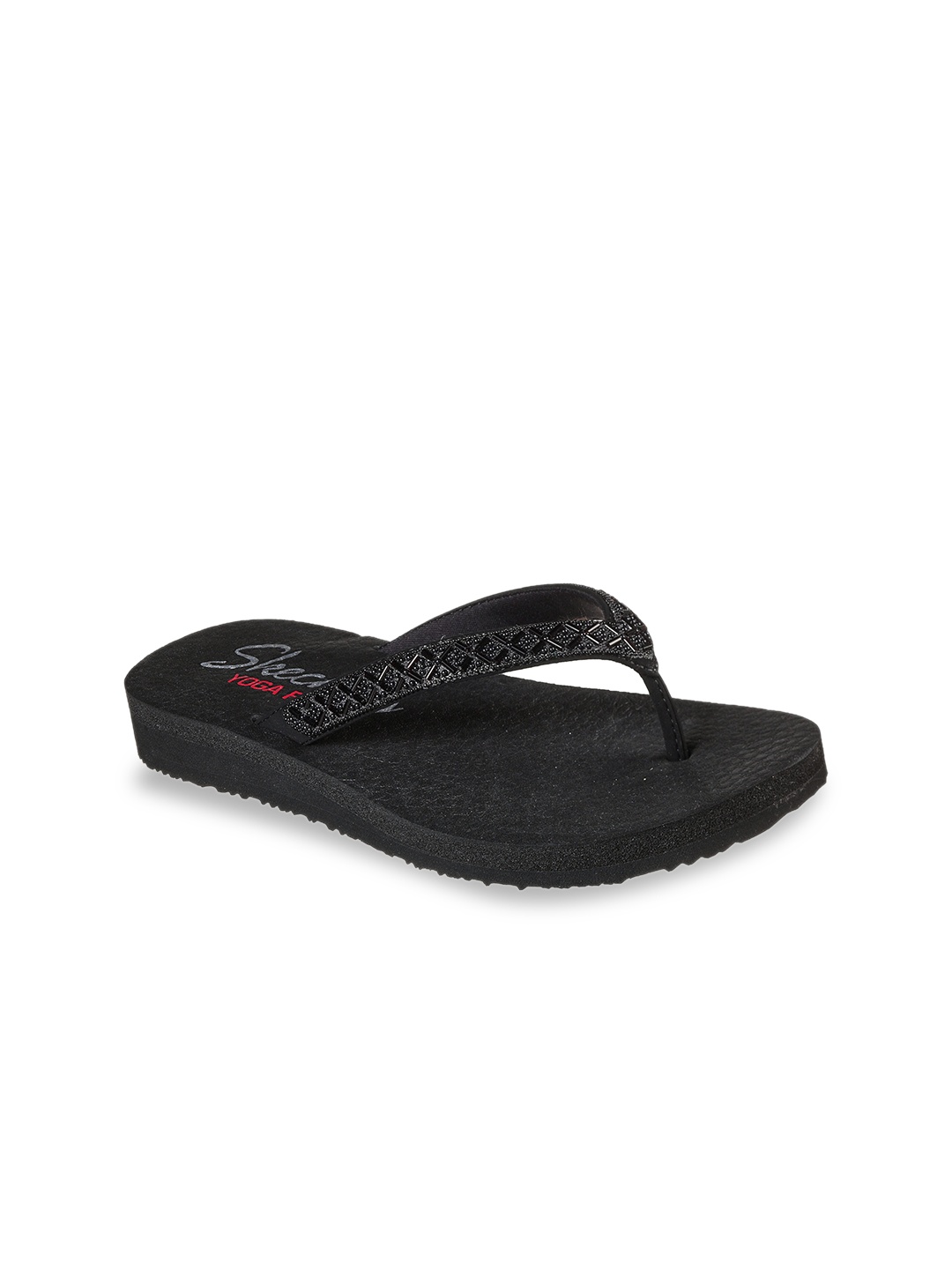 

Skechers Women Black Embellished Thong Flip-Flops