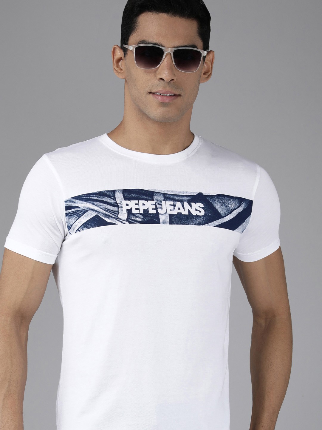 

Pepe Jeans Men White Typography Printed Slim Fit T-shirt