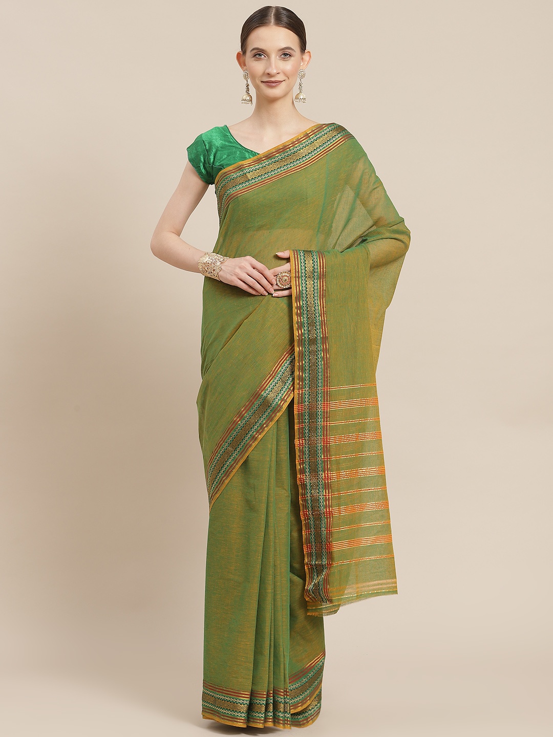 

Ishin Green Zari Saree