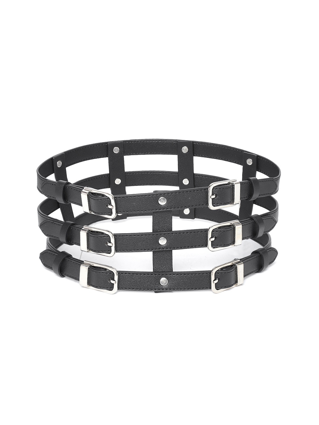 

Berrylush Women Black 3-Layered Belt