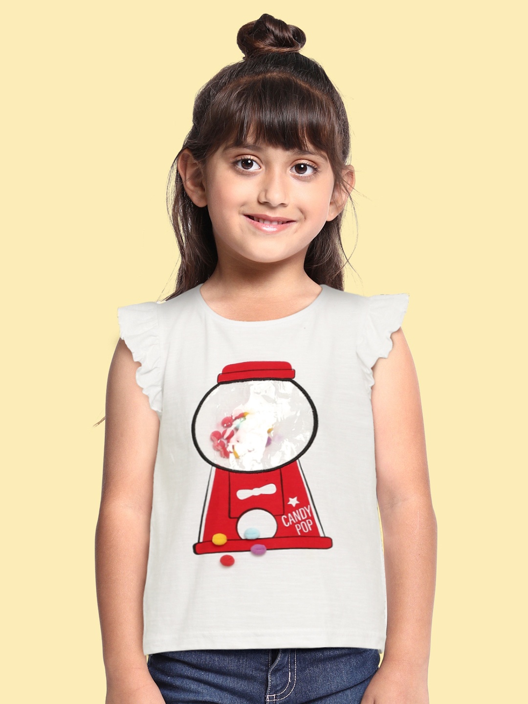 

DILLINGER Girls White & Red Printed Applique Pure Cotton T-shirt