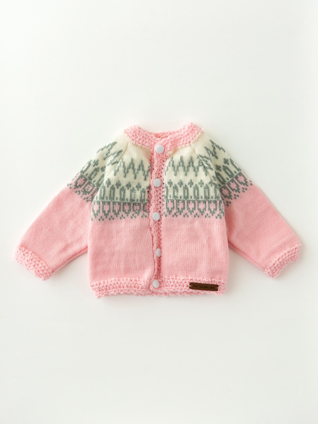 

The Original Knit Girls Pink & White Chevron Printed Cardigan