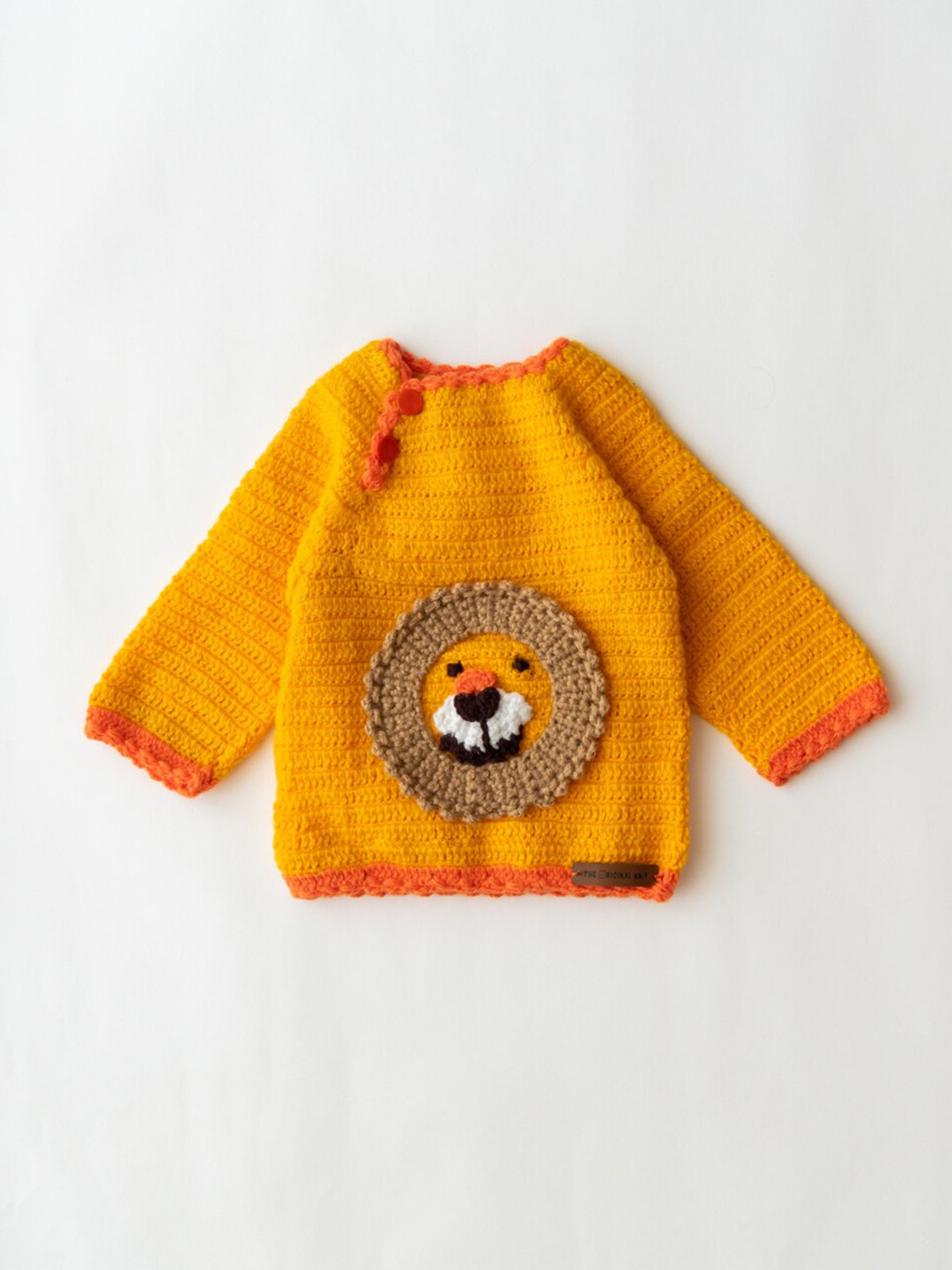 

The Original Knit Kids Mustard & Orange Animal Handmade Sweater