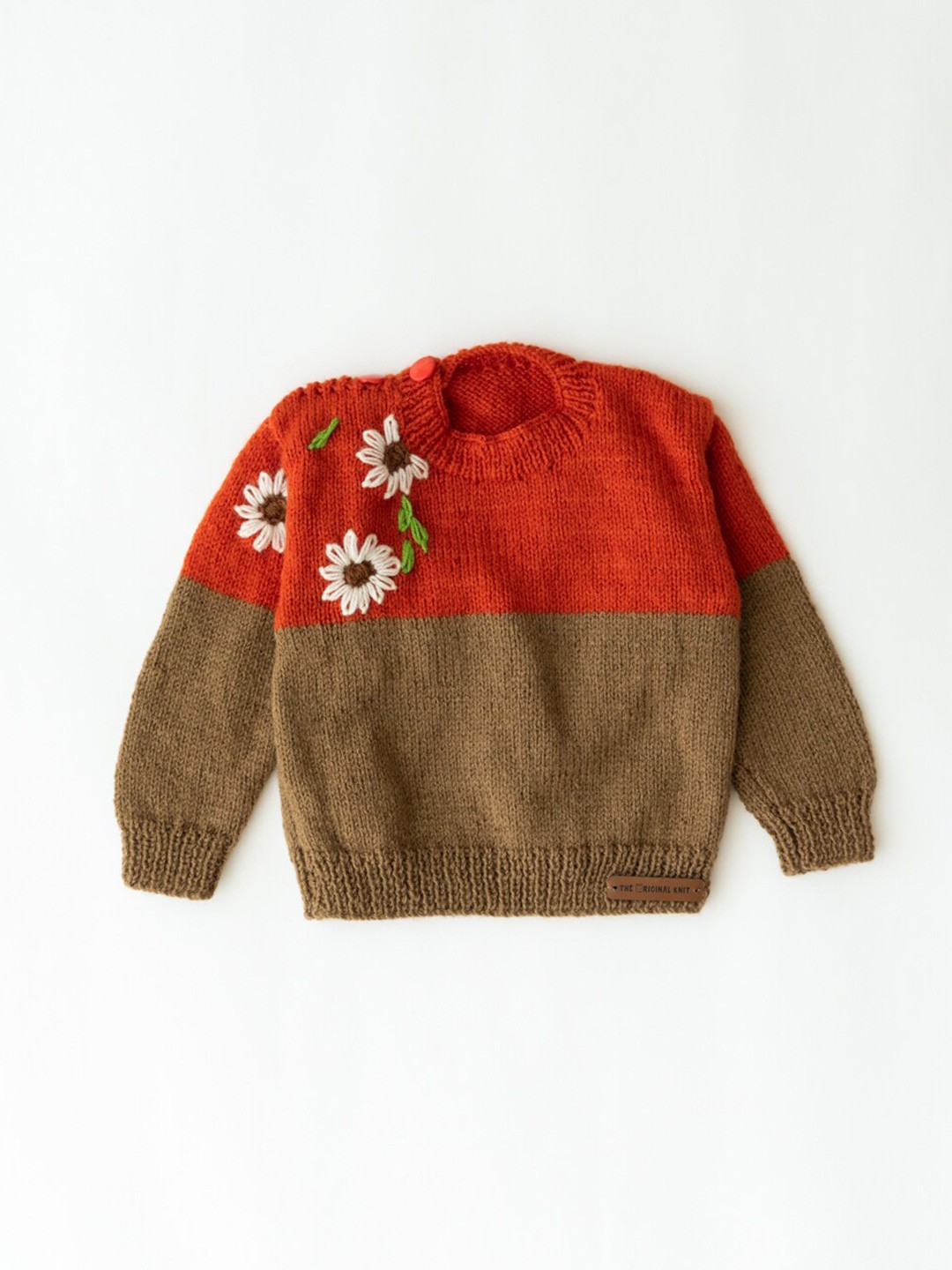 

The Original Knit Girls Beige & Red Floral Sweater Vest with Embroidered Detail