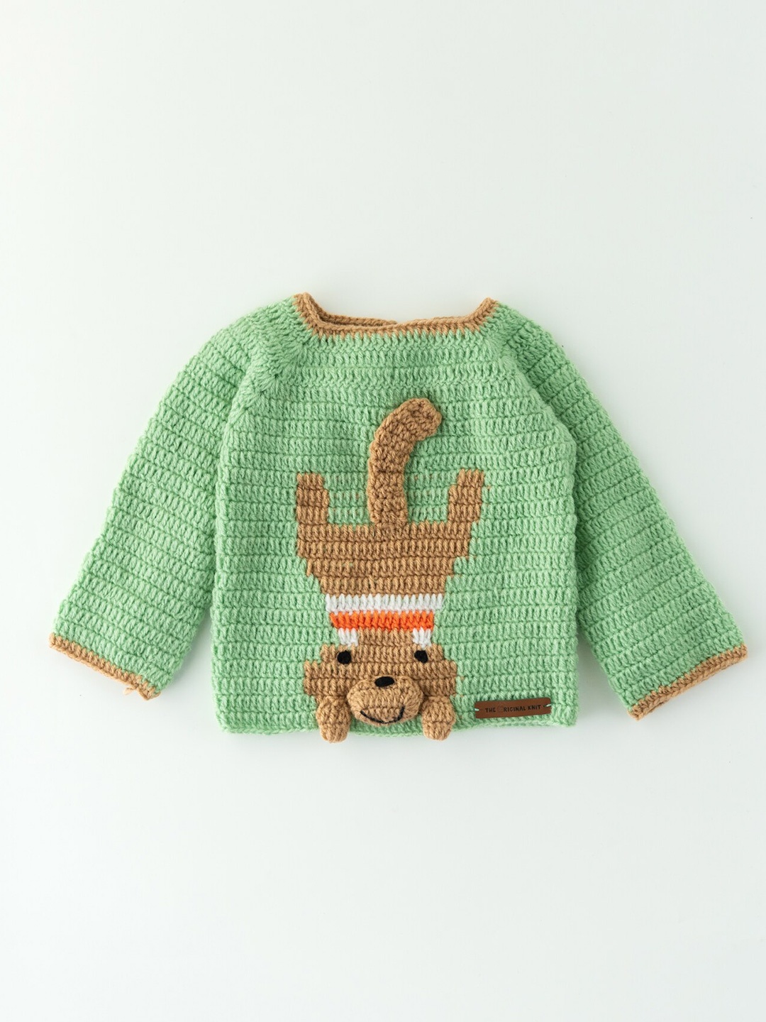 

The Original Knit Kids Green & Brown Animal Pullover