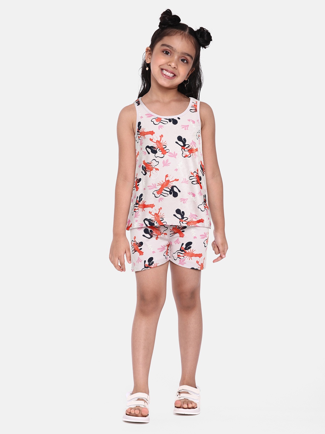 

DILLINGER Girls Pink & Orange Printed T-shirt with Shorts