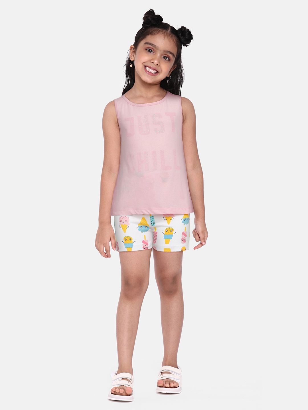 

DILLINGER Girls Pink & White Printed T-shirt with Shorts