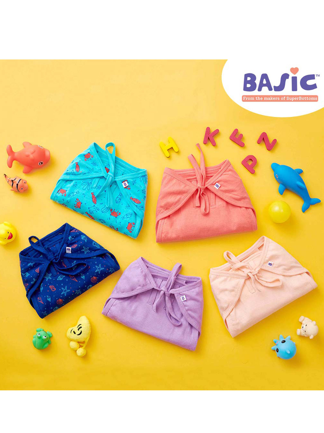 

SuperBottoms Infants Set Of 5 Printed Sustainable Pure Cotton Nappy, Multi