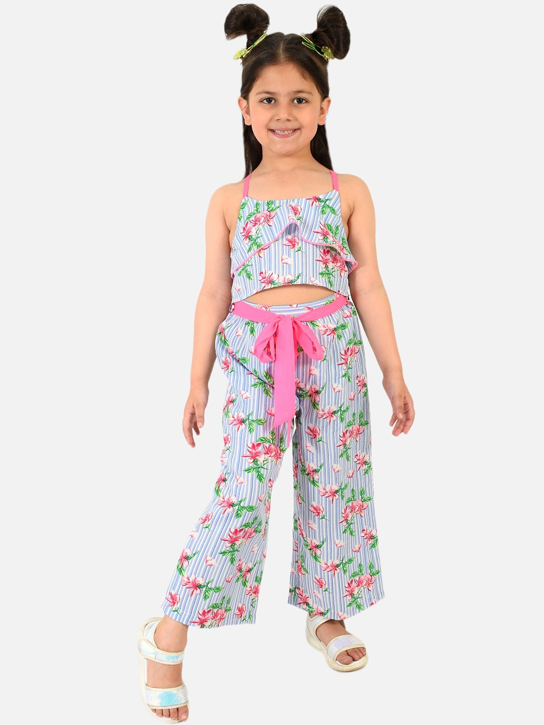 

Nauti Nati Girls Blue & Pink Printed Top with Trousers