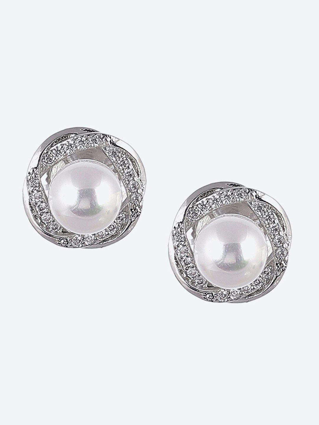 

Biba Silver-Toned Contemporary Studs Earrings