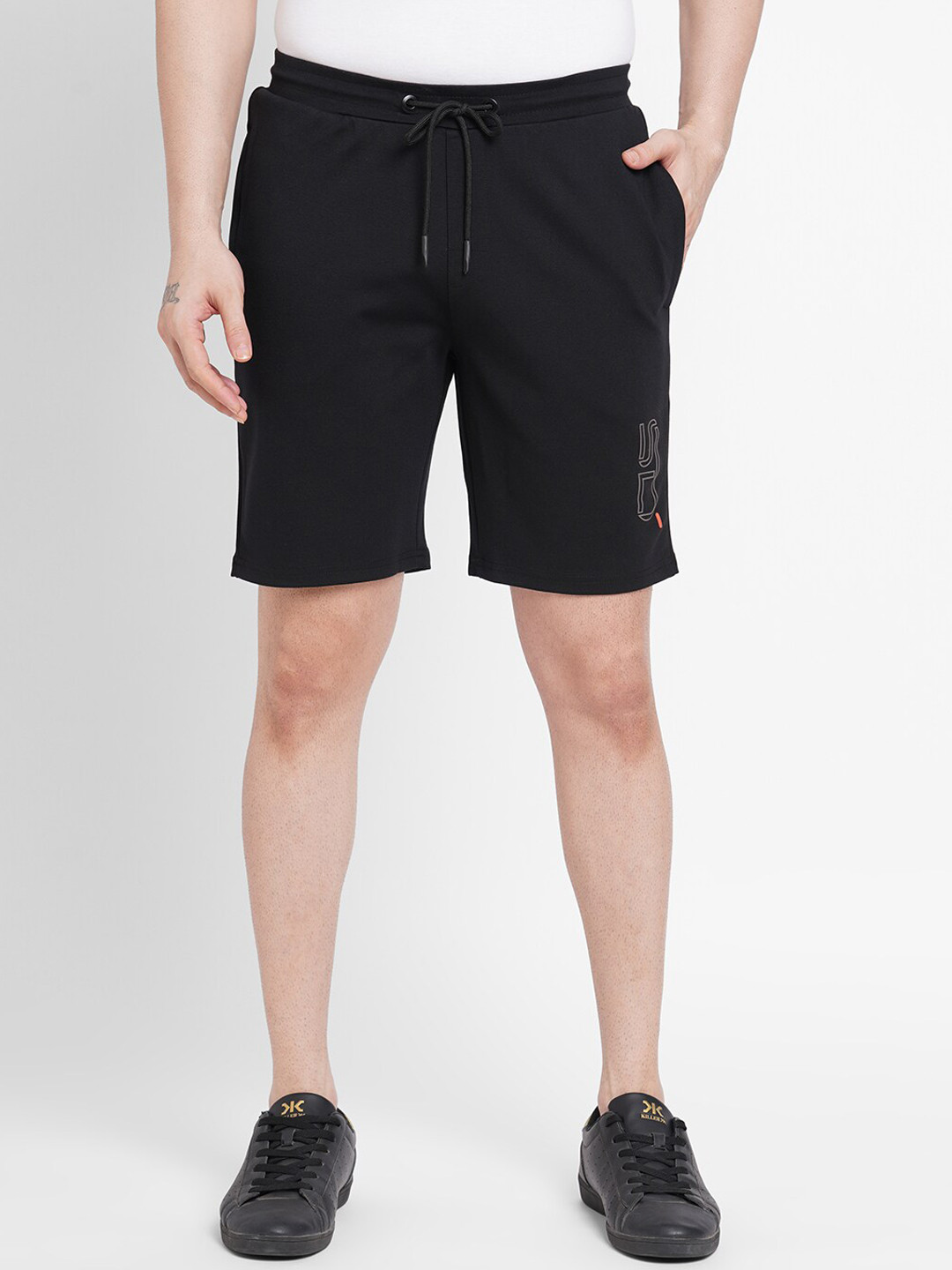 

Sweet Dreams Men Plus Size Black Solid Mid Rise Sports Shorts