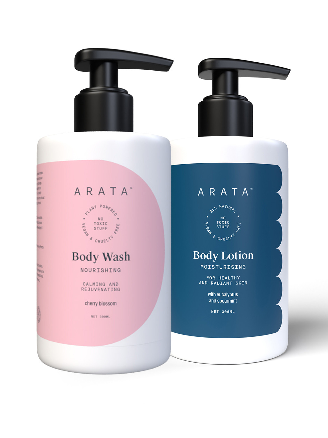 

ARATA Set of Nourishing Body Wash & Body Lotion 300 ml Each, Pink