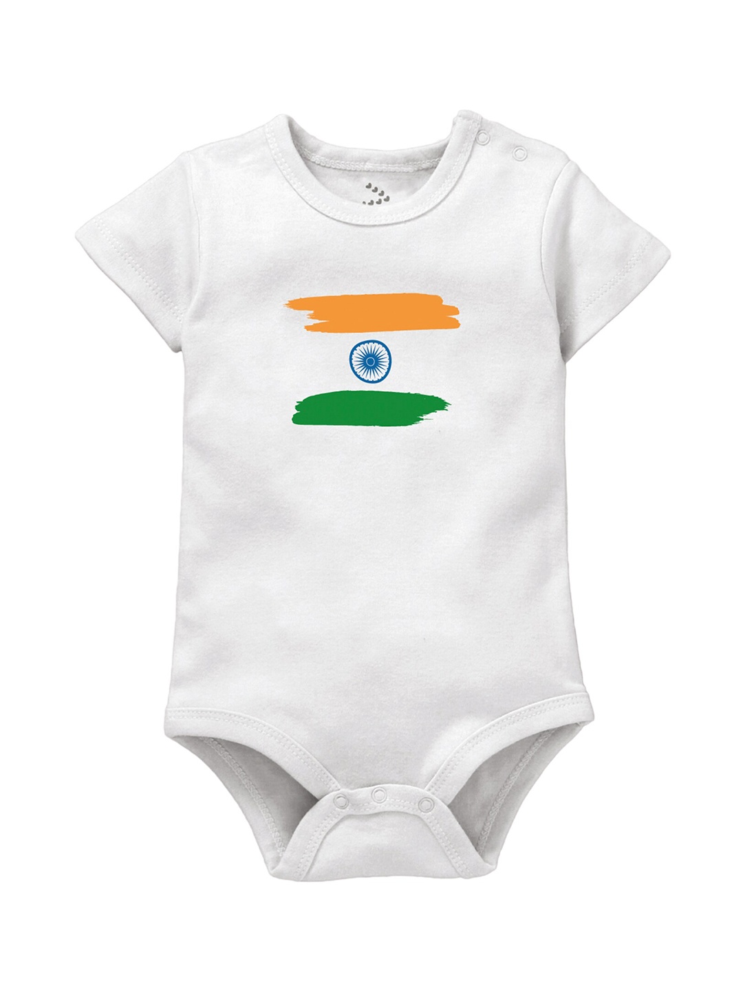 

Zeezeezoo Kids Indian Flag Printed Bodysuit, White