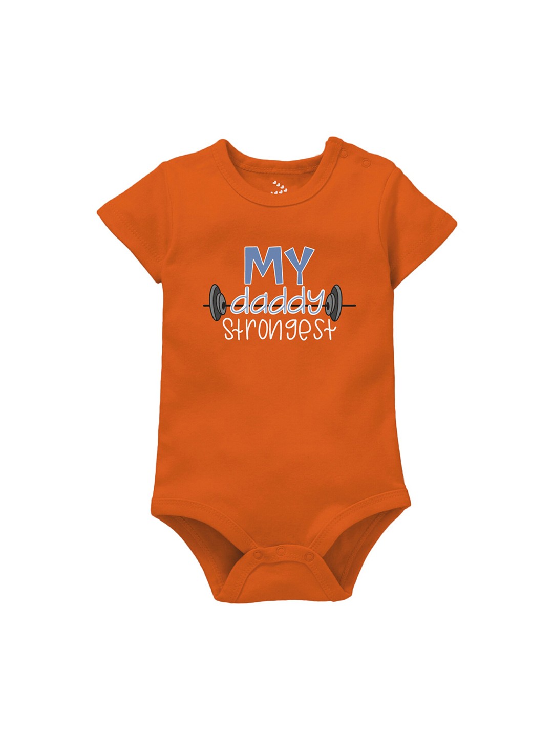 

Zeezeezoo Kids Orange My Daddy Strongest Printed Pure Cotton Bodysuit