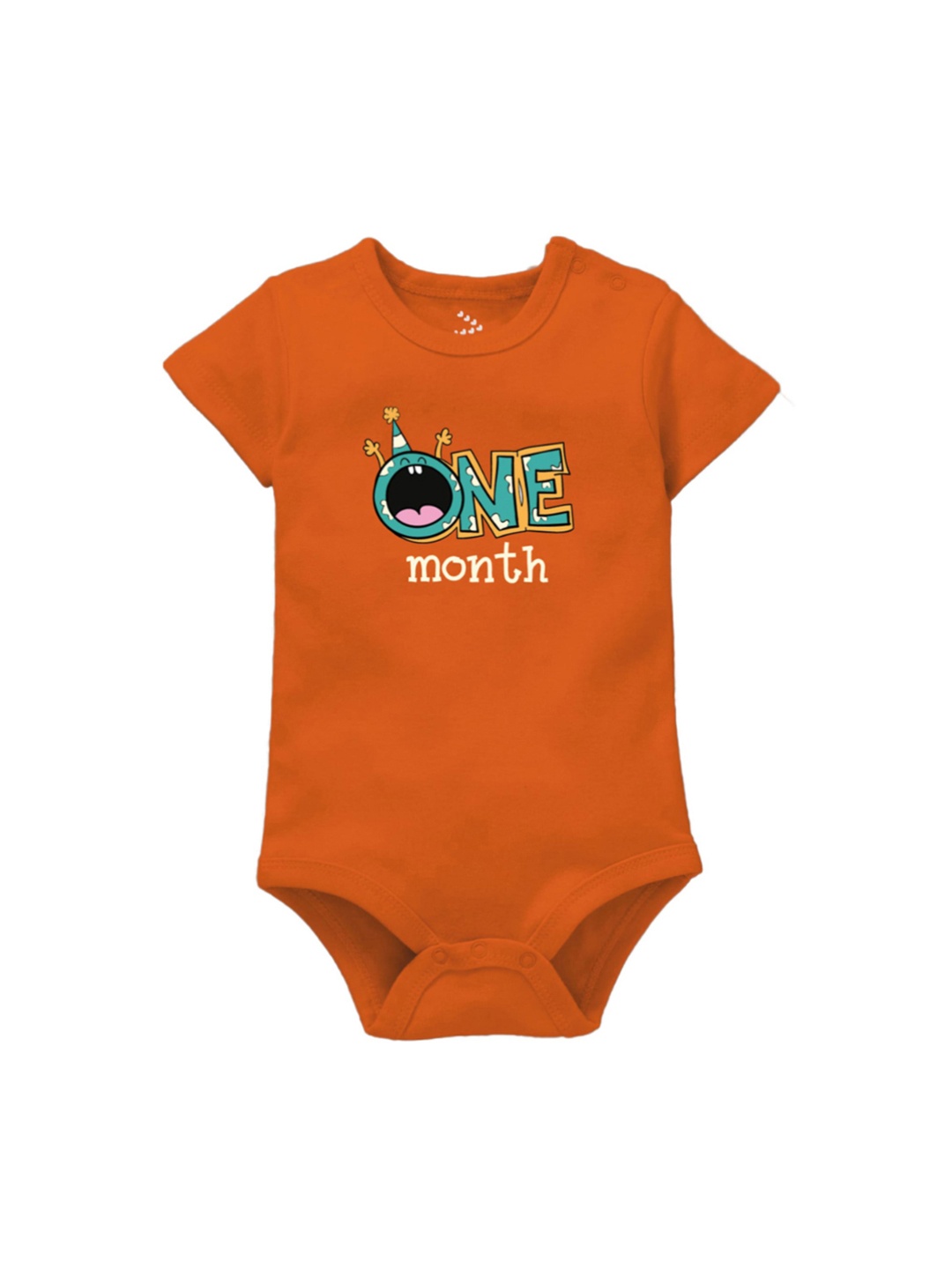 

Zeezeezoo Infants 1 Month Birthday Printed Pure Cotton Bodysuit, Orange