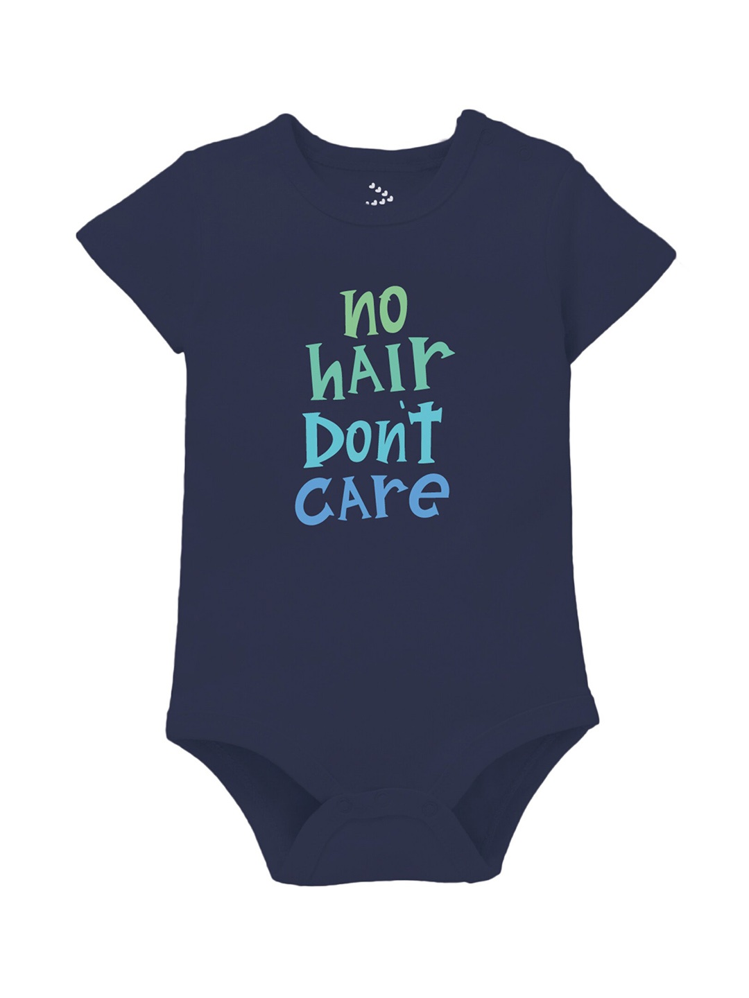 

Zeezeezoo Infant Navy Blue No Hair Dont Care Printed Cotton Body suit