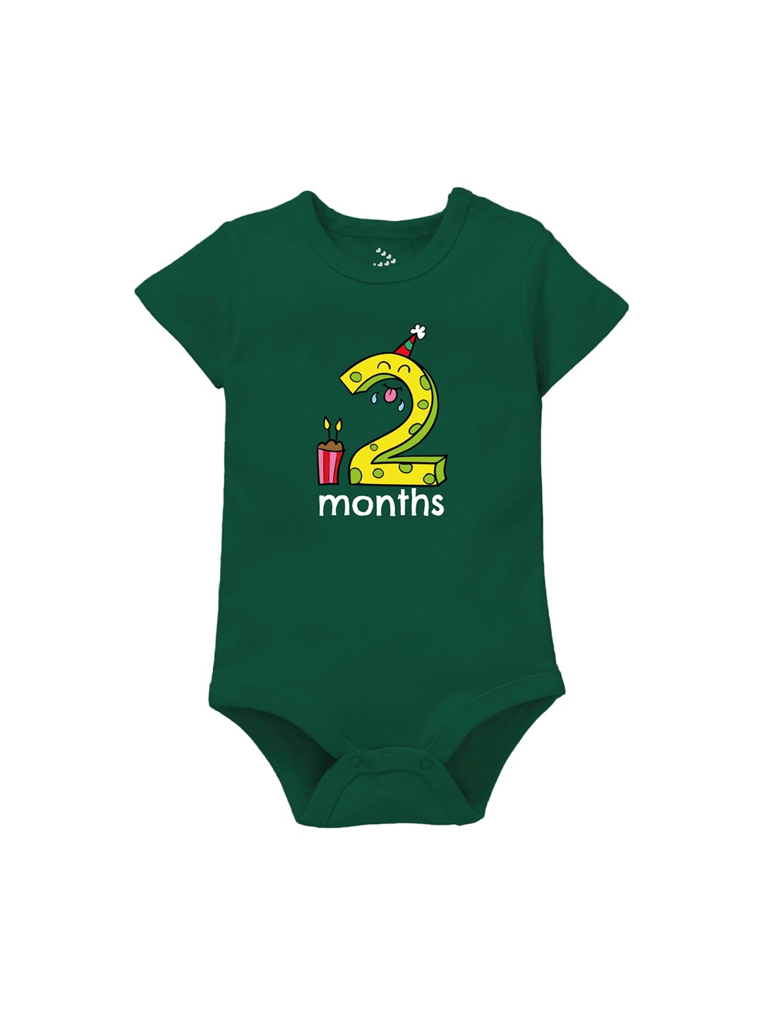 

Zeezeezoo Infants Green I Am Two Months Printed Cotton Bodysuit