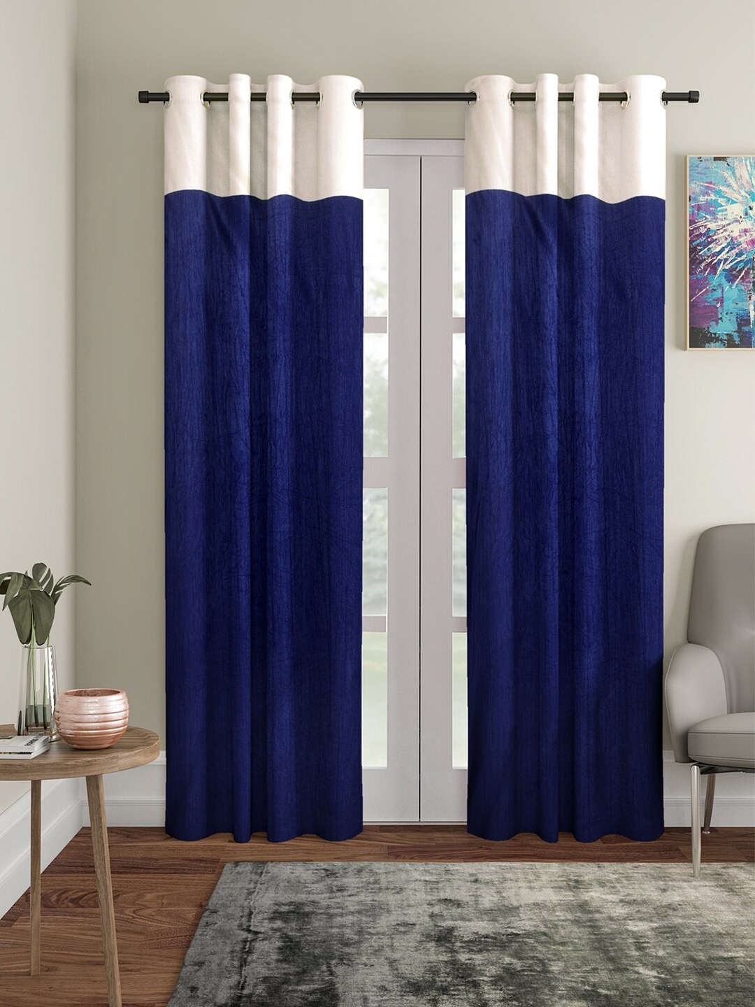 

Home Sizzler Blue & Cream-Coloured Set of 2 Door Curtain