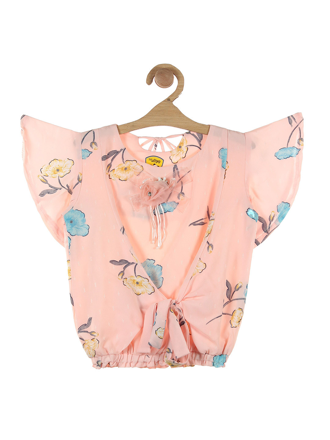 

Lil Lollipop Peach Floral Print Blouson Top