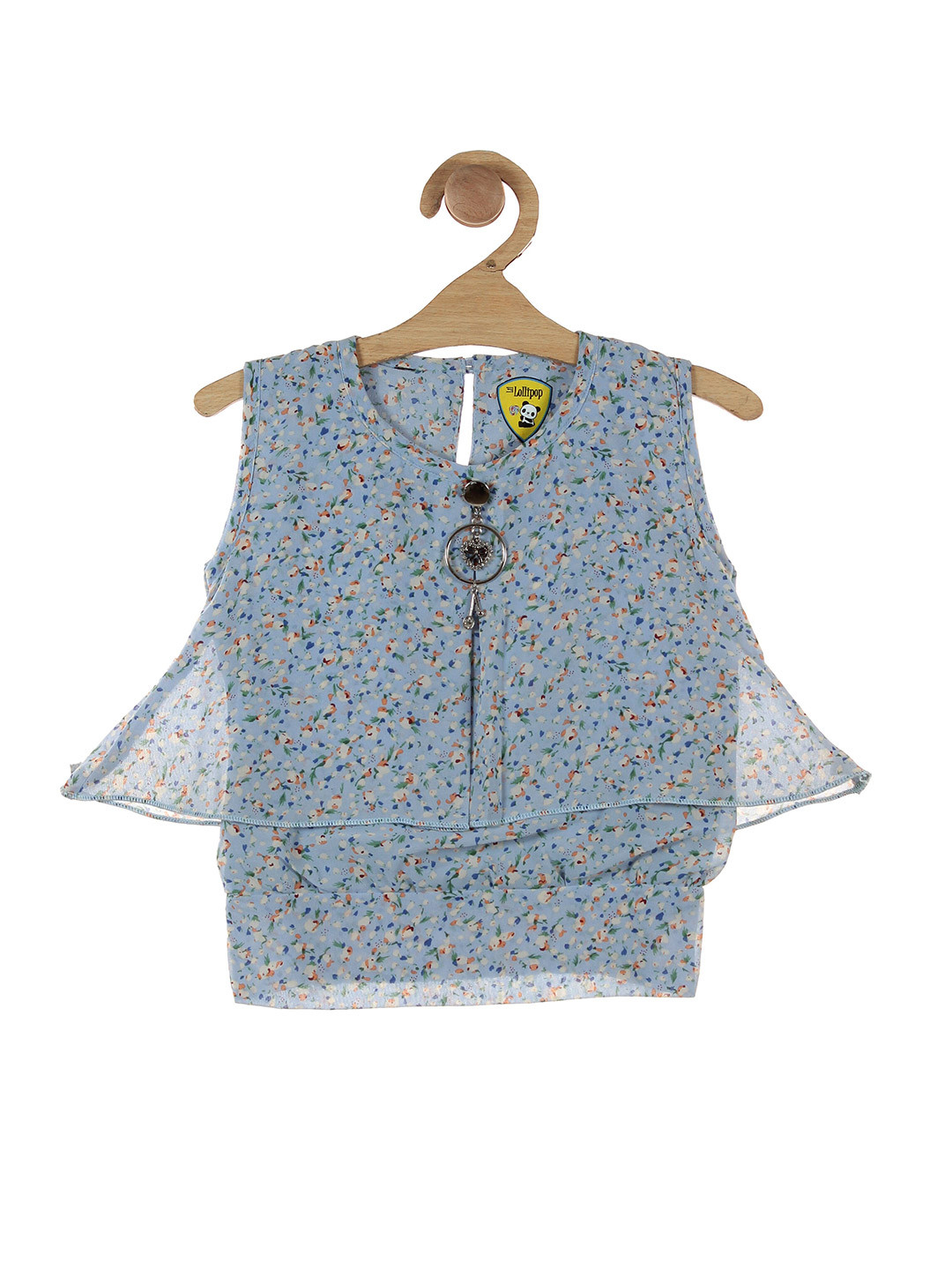 

Lil Lollipop Girls Blue Floral Print Top