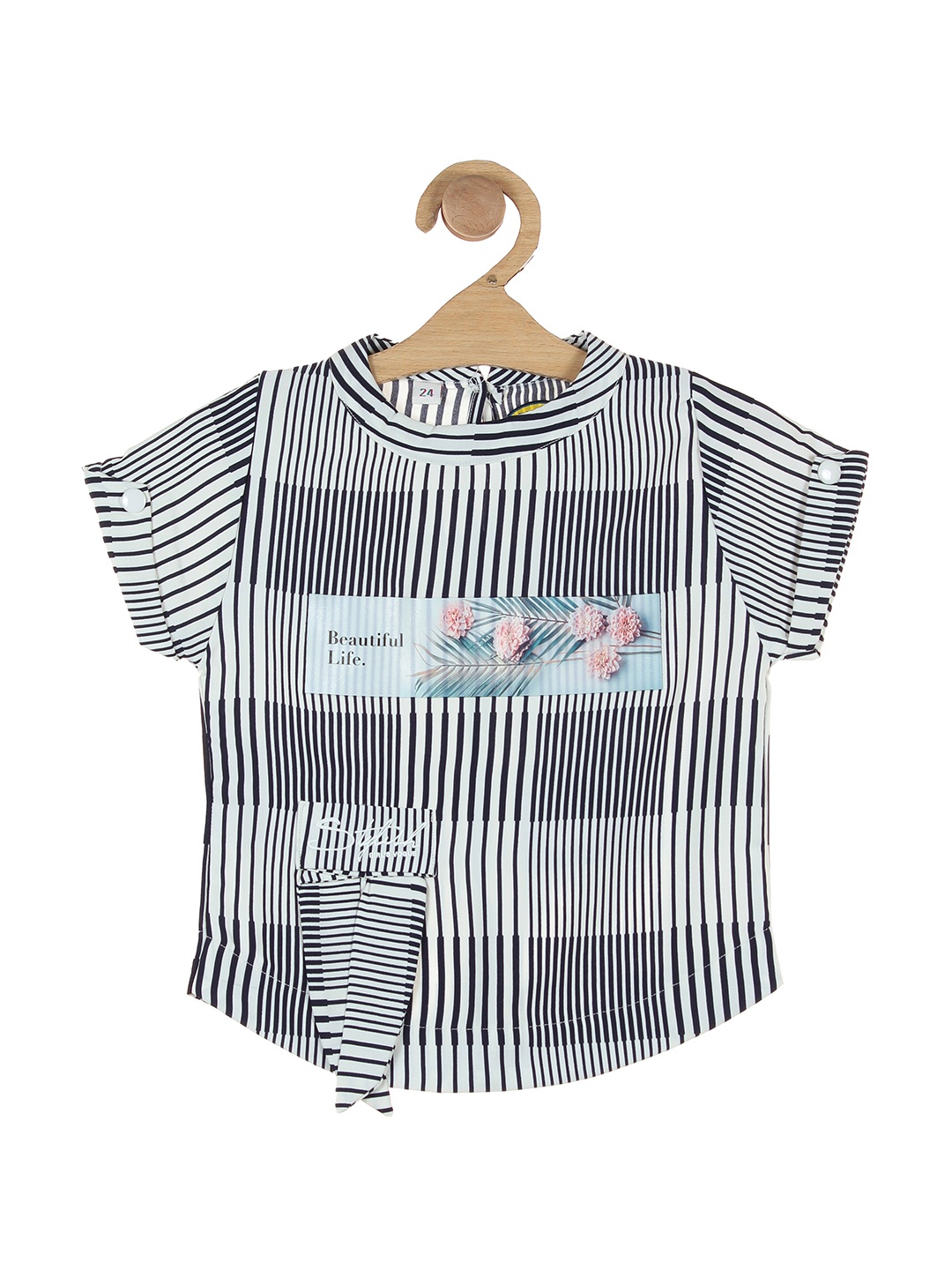 

Lil Lollipop White & Wan Blue Striped Top