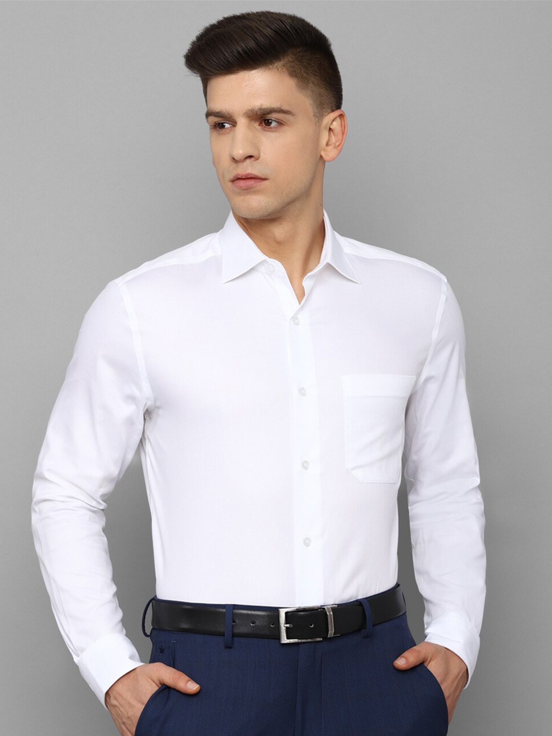 

Louis Philippe Men White Solid Pure Cotton Formal Shirt