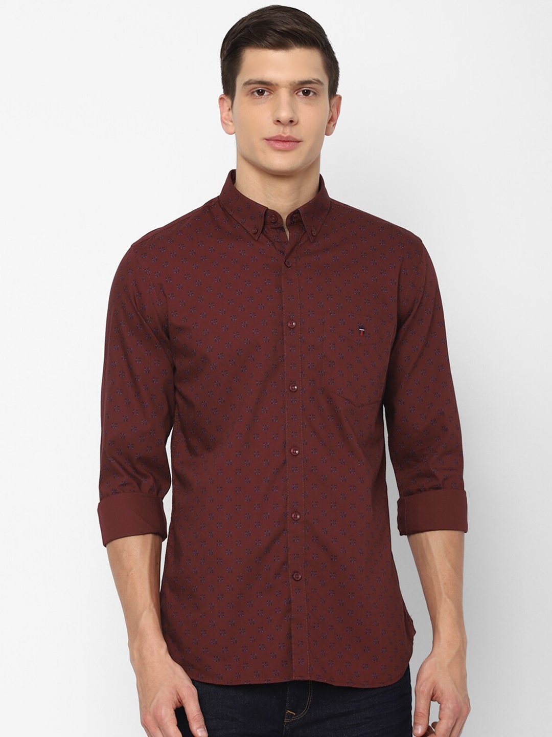 

Louis Philippe Sport Men Maroon Slim Fit Printed Casual Shirt