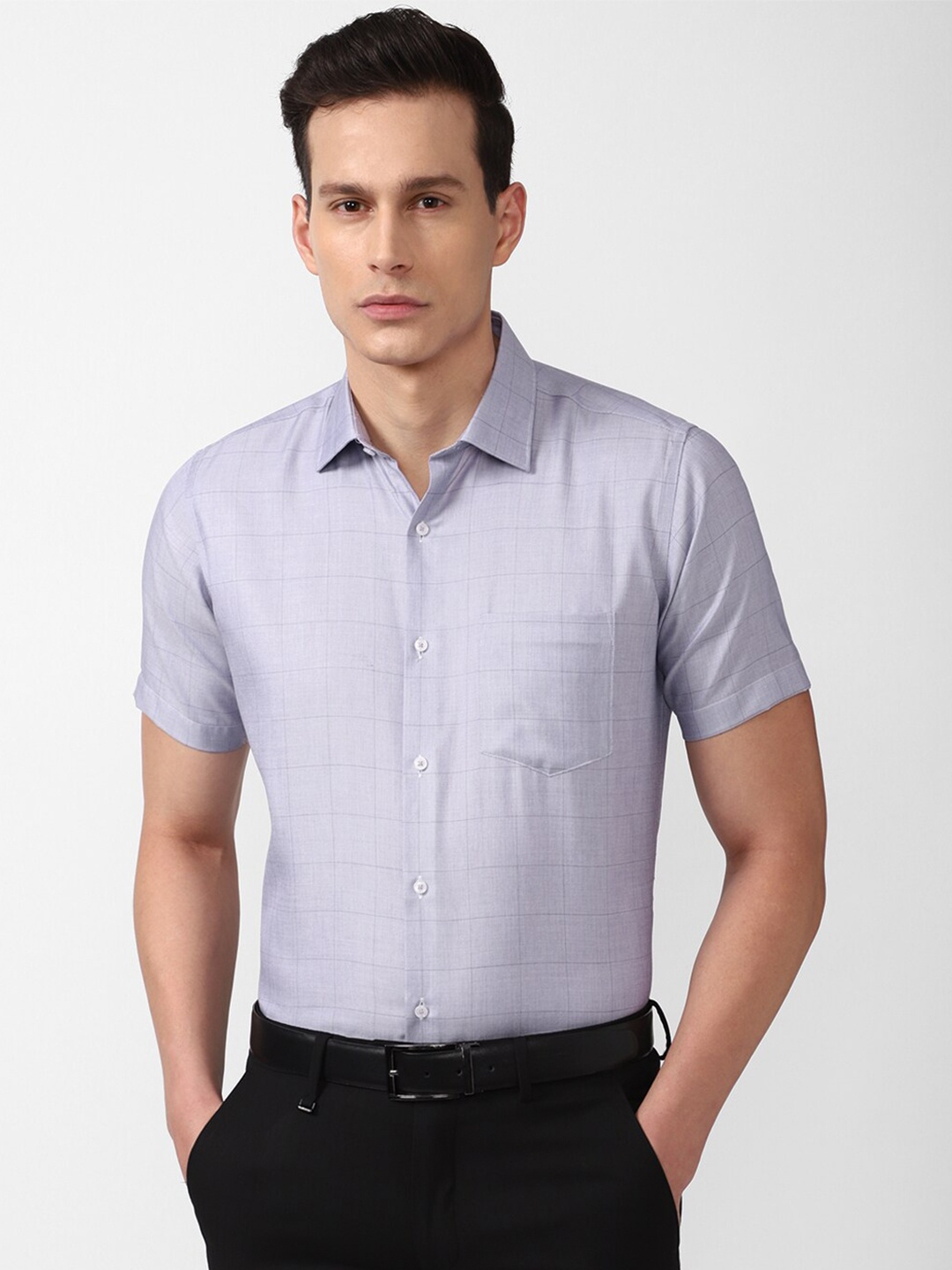 

Van Heusen Men Grey Checked Formal Shirt