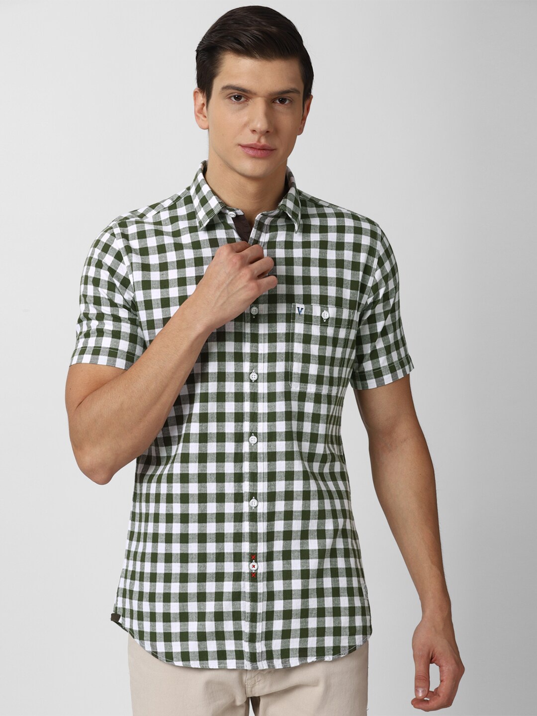 

VAN HEUSEN DENIM LABS Men Multicoloured Slim Fit Gingham Checks Casual Shirt, Multi