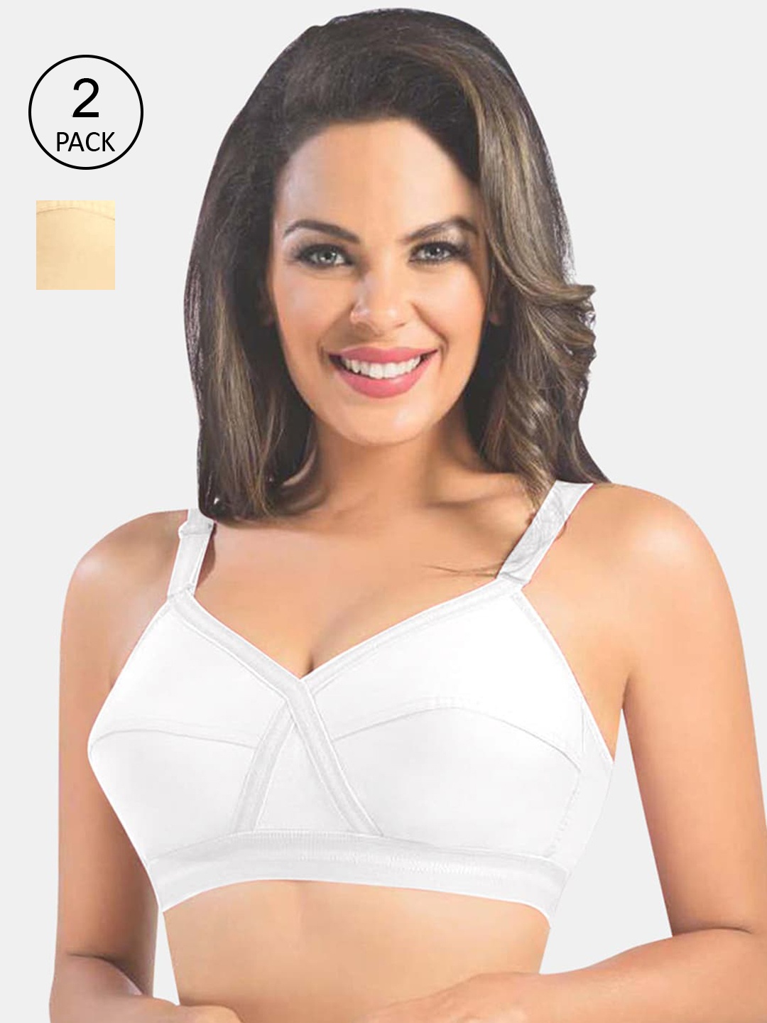 

Sonari Women Pack of 2 White & Cream Regular Bra