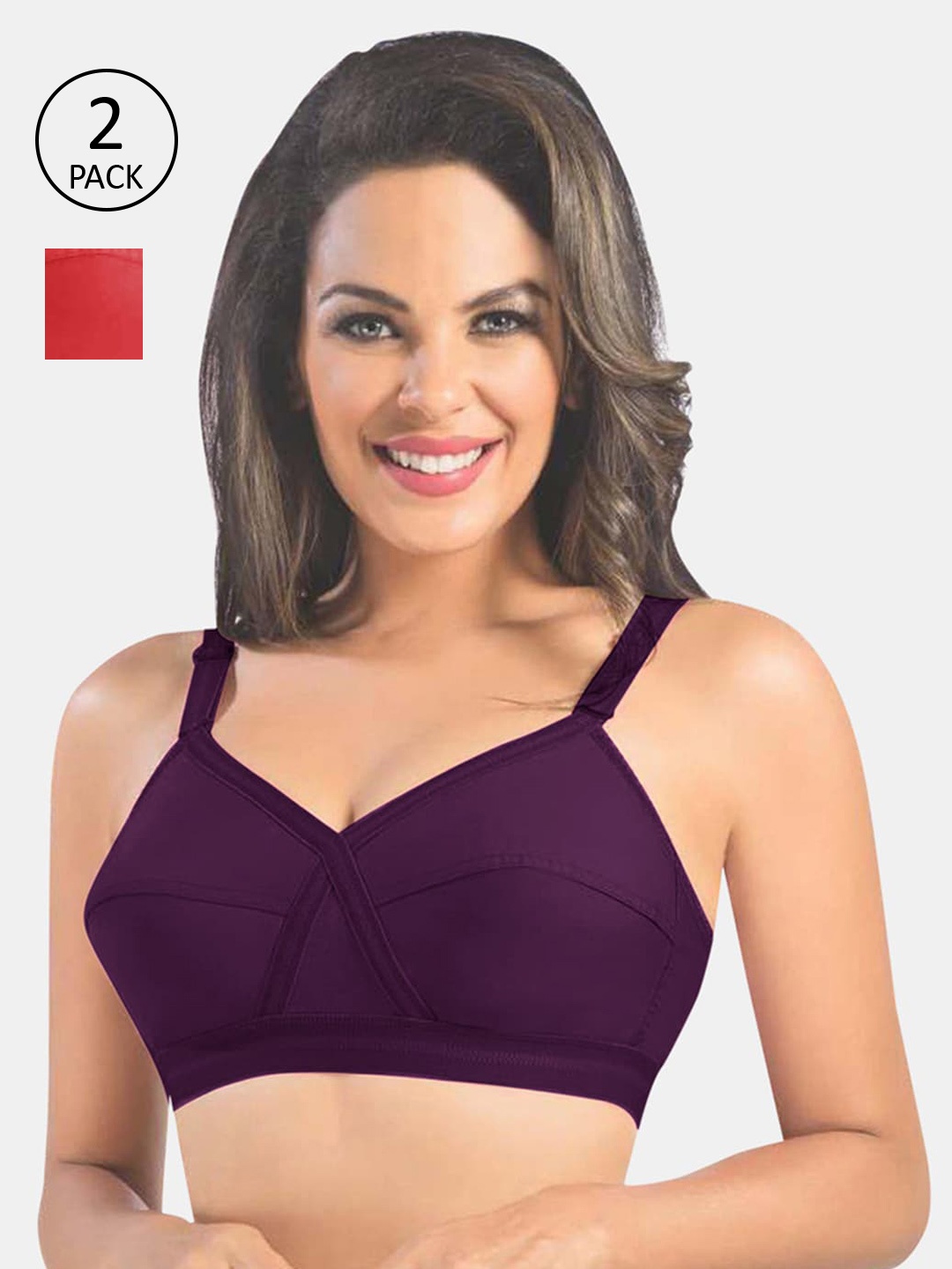 

Sonari Women Pack of 2 Red, Wine Full coverage regular Bra