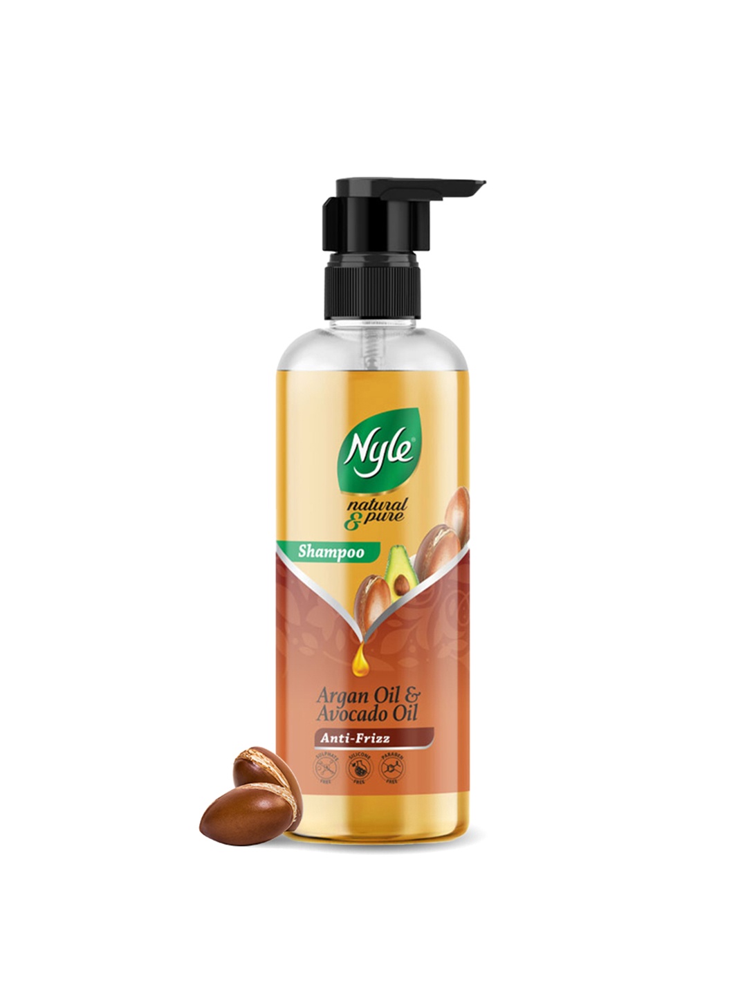 

Nyle Naturals Anti-Frizz Shampoo with Argan Oil & Avocado Oil - 475ml, Brown