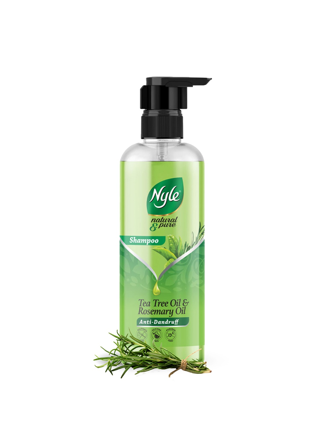 

Nyle Naturals Anti-Dandruff Shampoo with Tea Tree Oil & Rosemary Oil - 300ml, Green