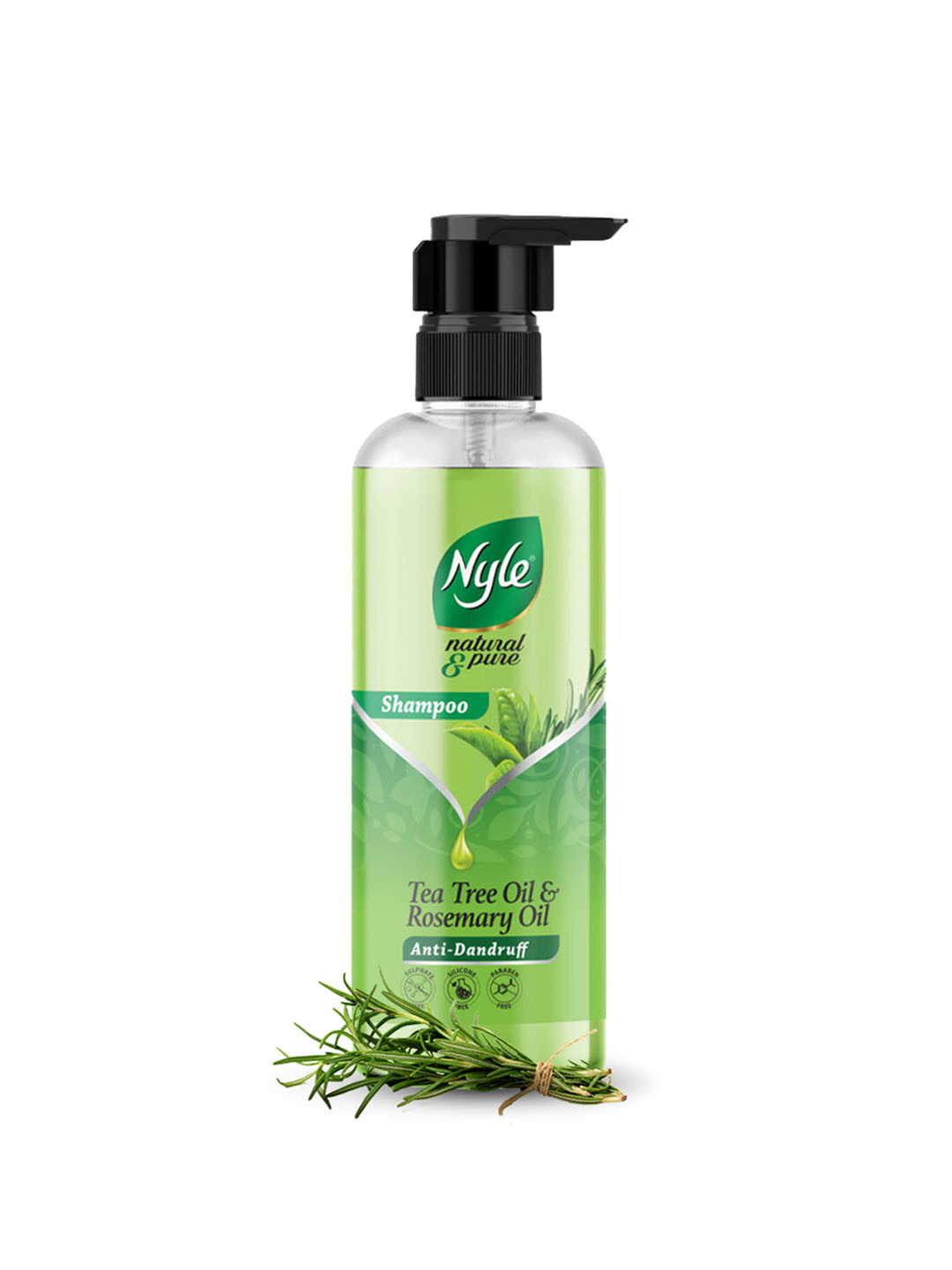 

Nyle Naturals Anti-Dandruff Shampoo with Tea Tree Oil & Rosemary Oil - 475ml, Green