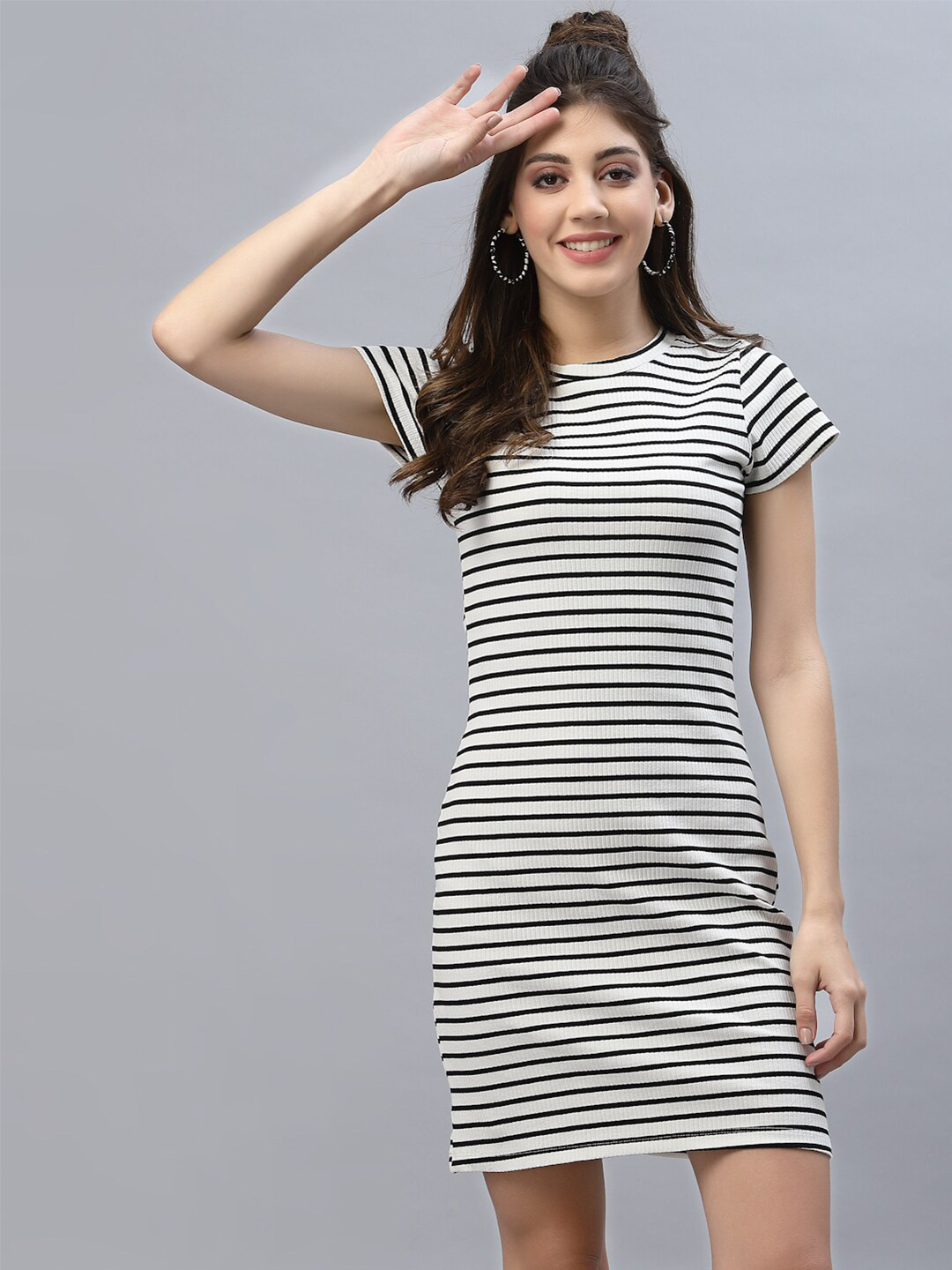 

KASSUALLY Black & light silver Striped T-shirt Dress
