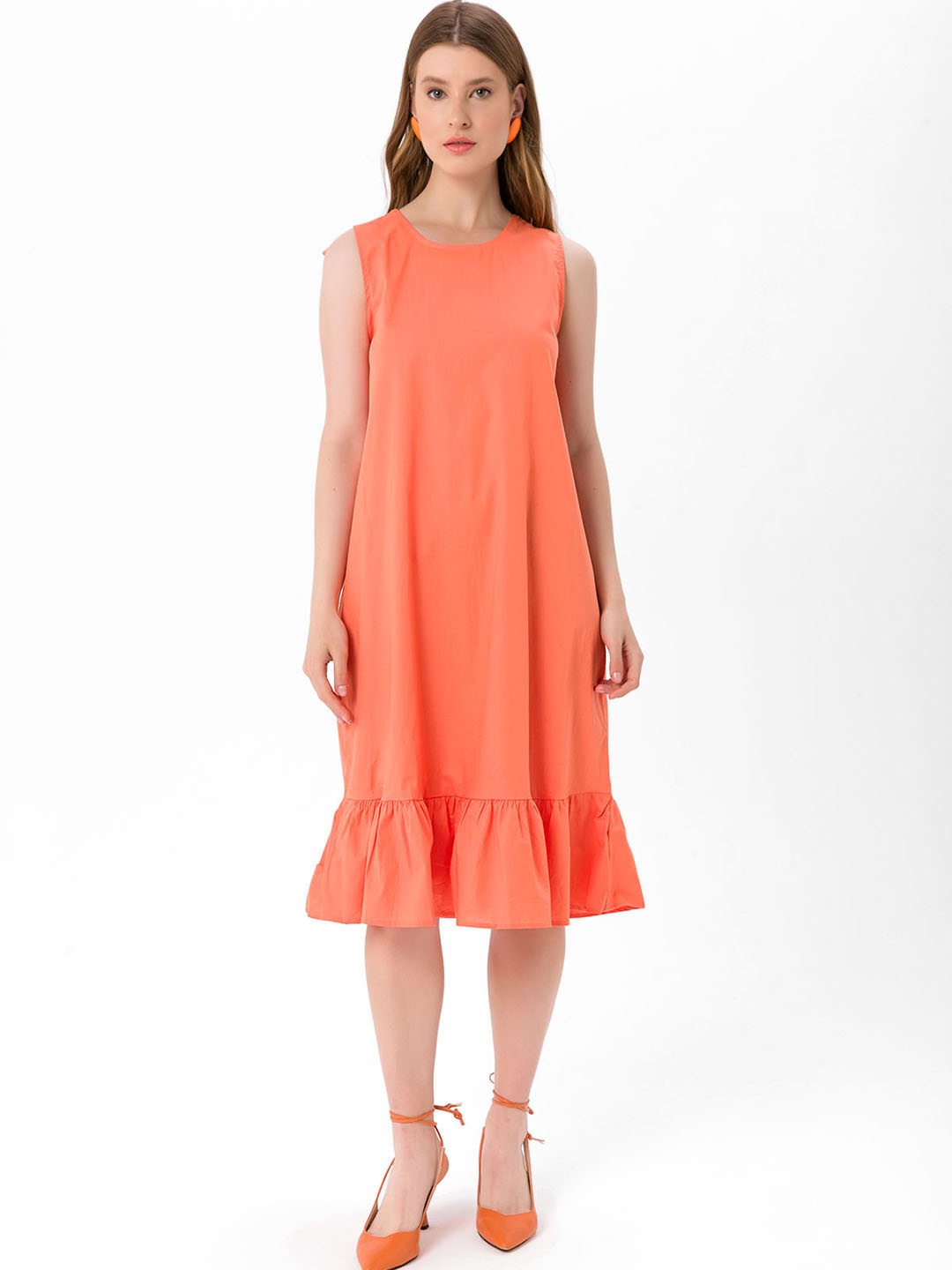 

bebe PLUS Orange A-Line Midi Dress