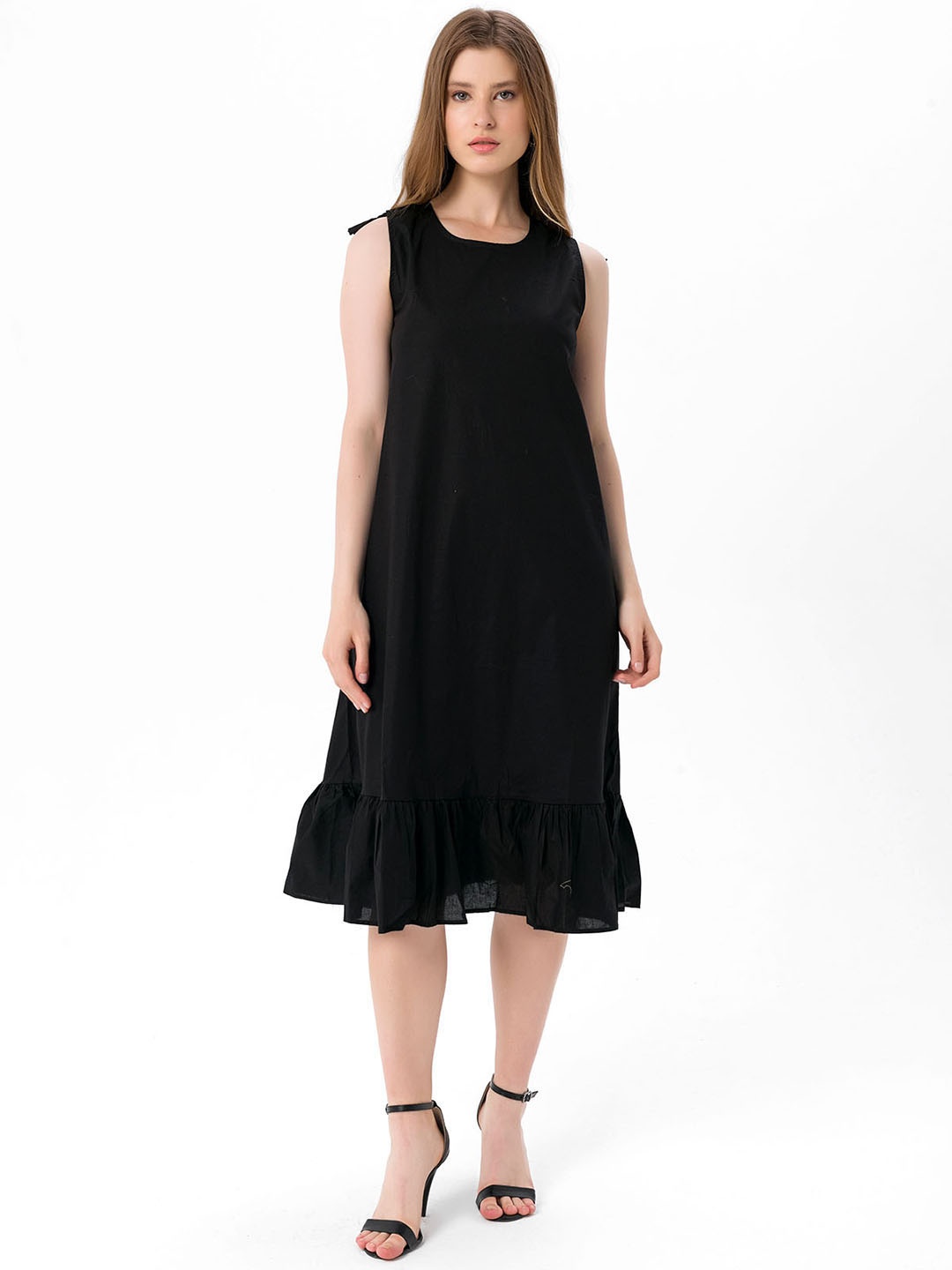 

bebe PLUS Black A-Line Midi Dress