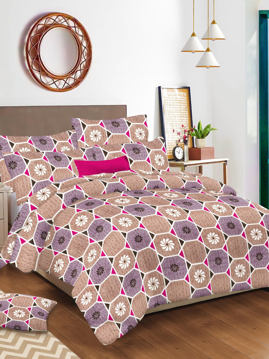 

Sleeping Owls- because your sleep matters Adults Purple 144TC Bedsheet & 2 Pillow Covers