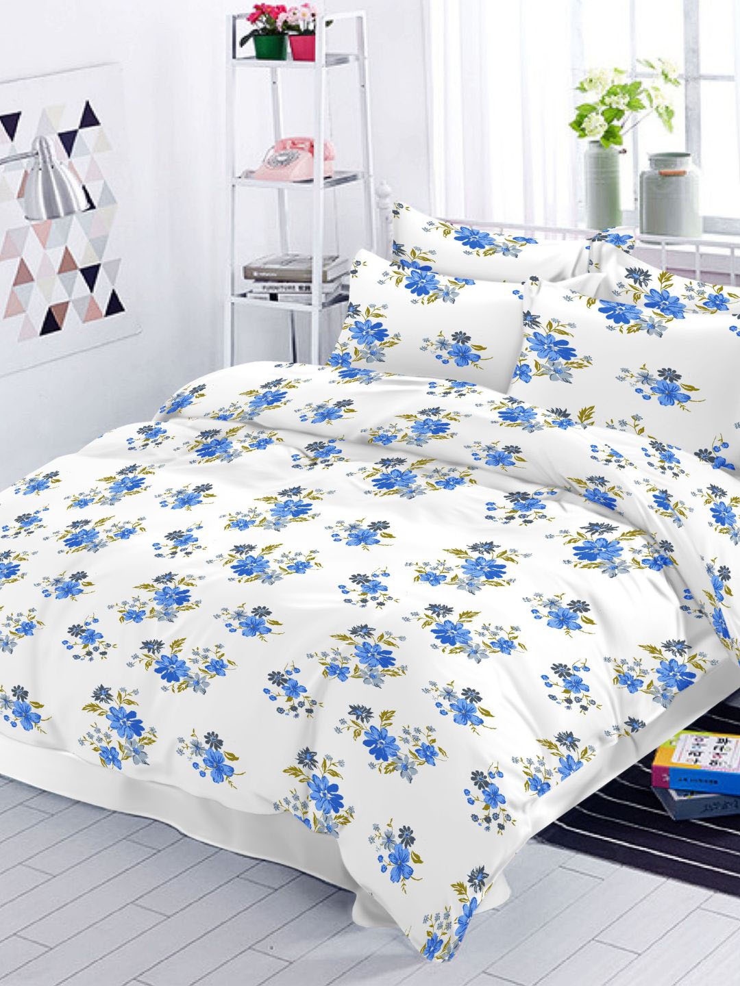 

Sleeping Owls- because your sleep matters Unisex Blue Bedsheets, White