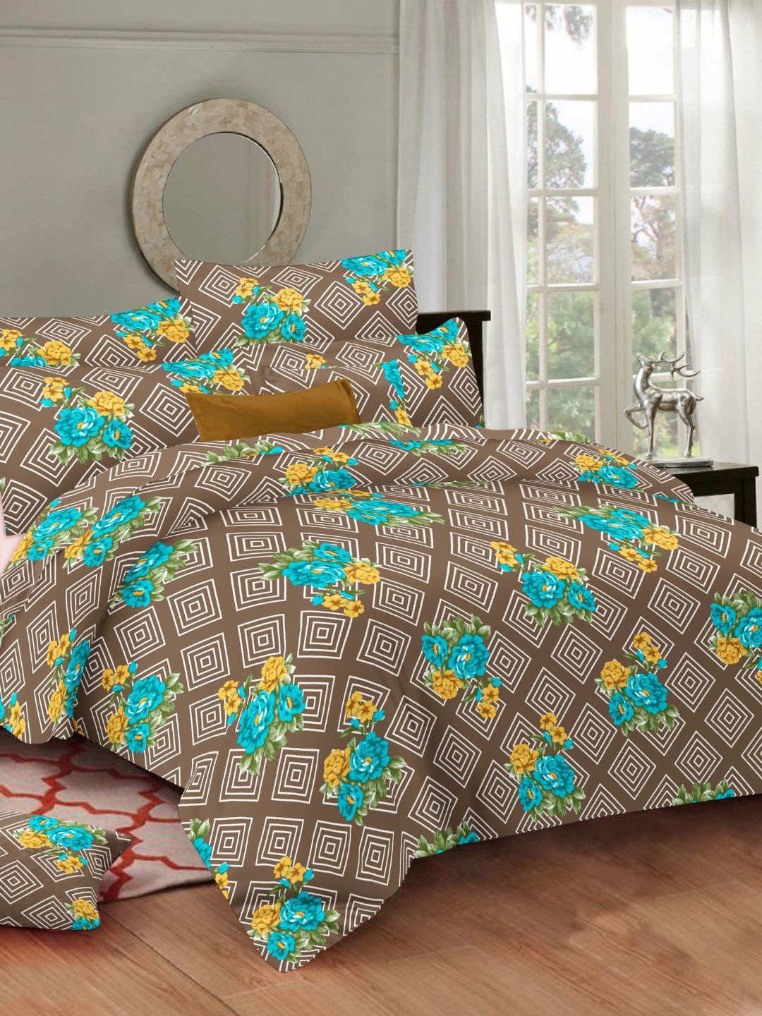

Sleeping Owls- because your sleep matters Unisex Brown 144TC Bedsheets