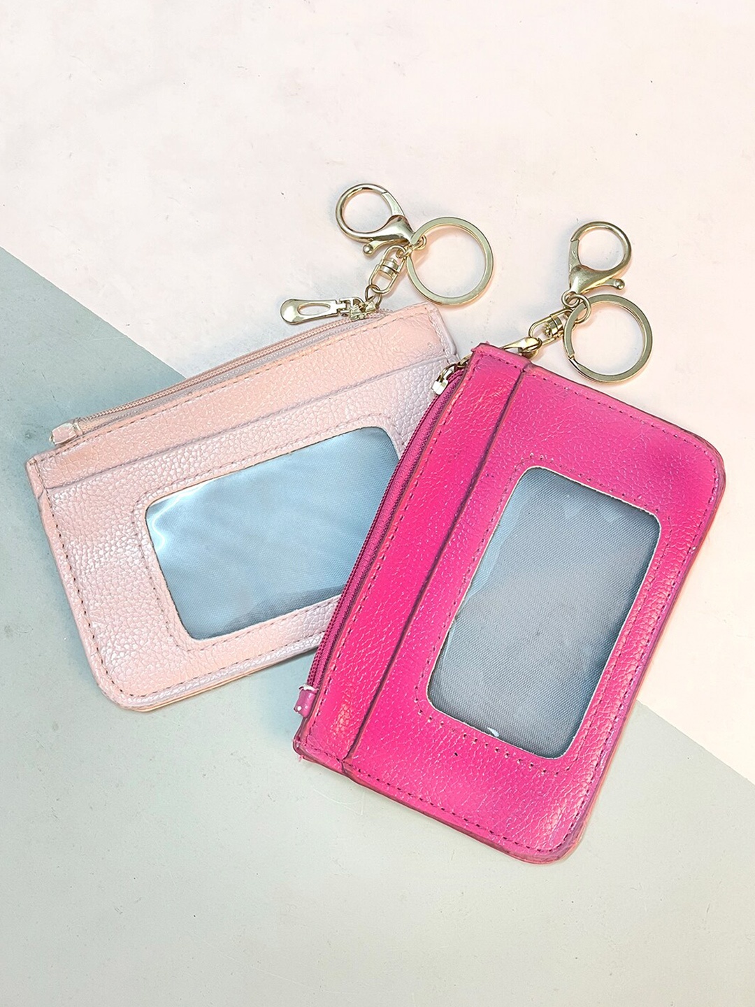 

Ayesha Set Of 2 Pink & Peach Mini Card Holder Wallets